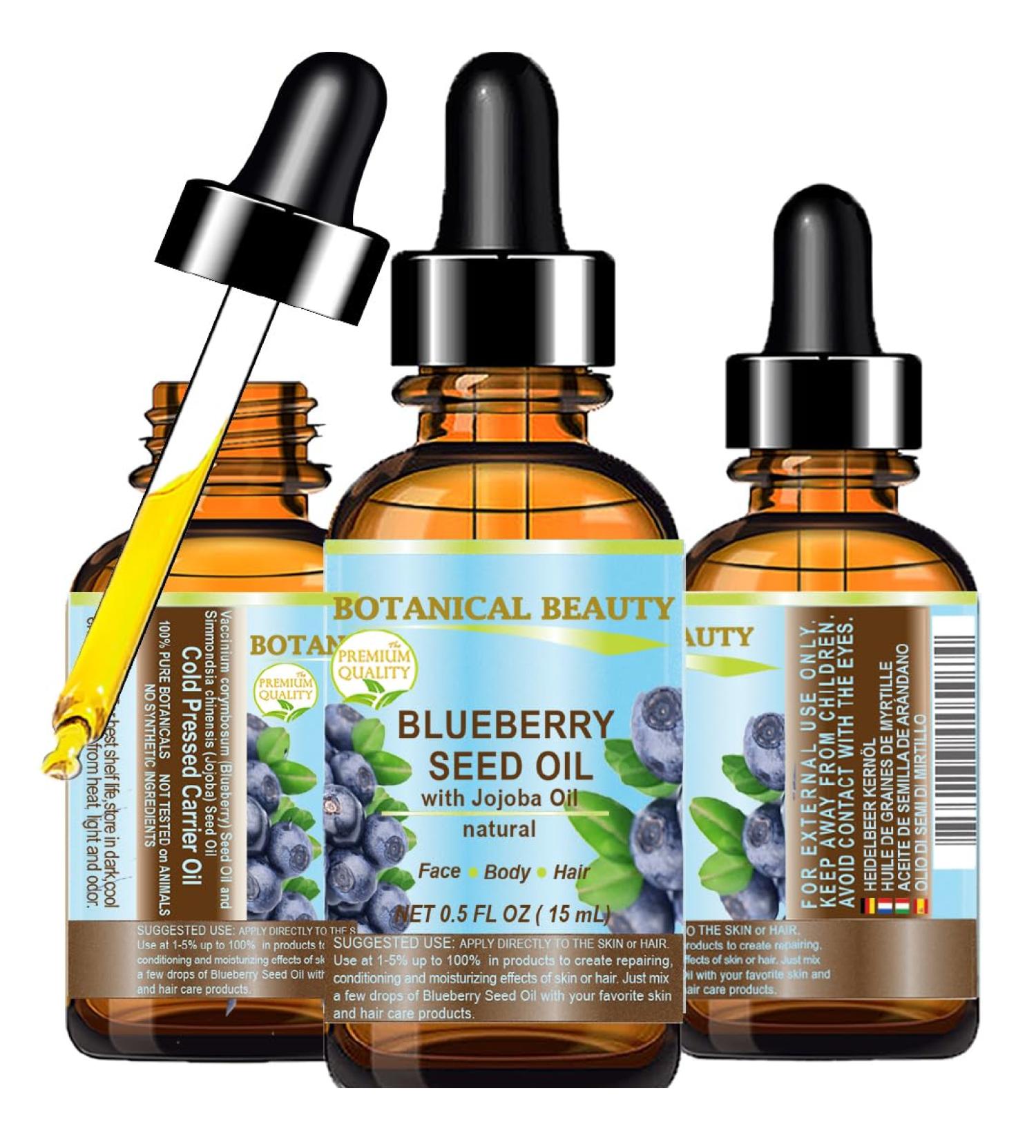 Buy Blueberry Seed Oil - Virgin Unrefined Cold-Pressed Carrier Oil for Face Body & Hair | 0.5 Fl. oz - Anti-Aging Moisturizer by Botanical Beauty - Buy Online on SooperMarket.com