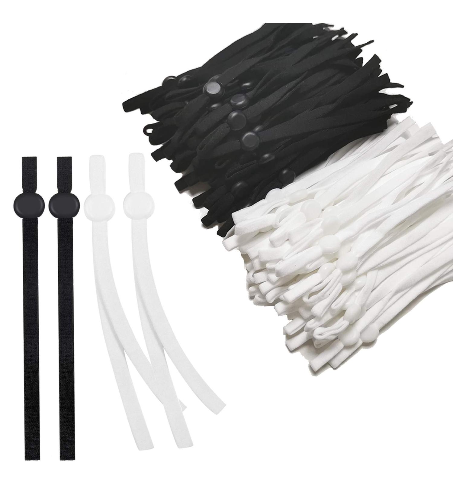 200PCS Adjustable Black & White Face Mask Elastic with Comfortable Ear Hanging Rope - Buy Online on SooperMarket.com