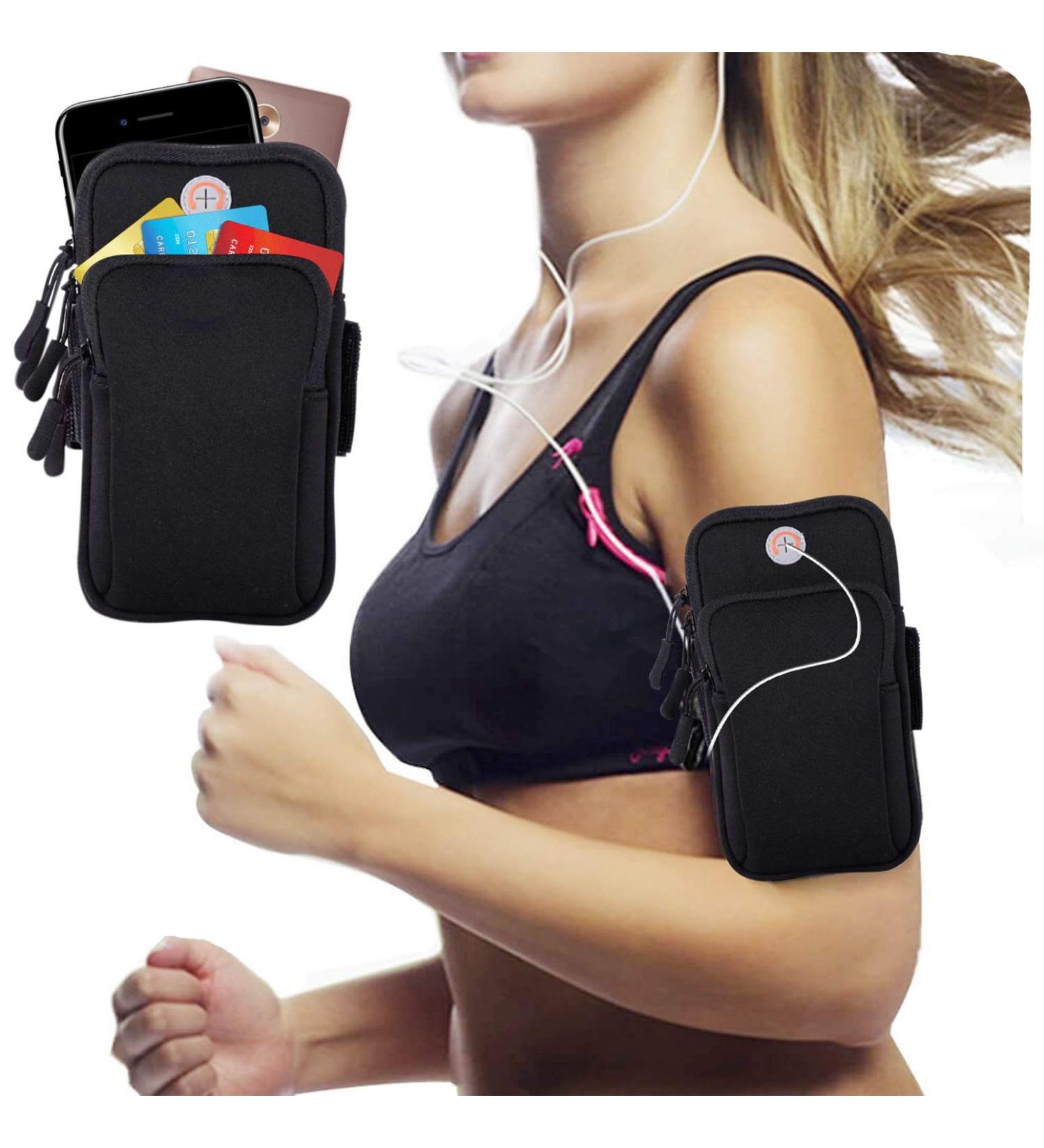 Best Arm Band Pocket for Running - Double Zipper Sports Bracelet for Phones up to 7.0 | Compatible with iPhone 14/13/12/11/XS Max/XR & Samsung Galaxy - Buy Online on SooperMarket.com