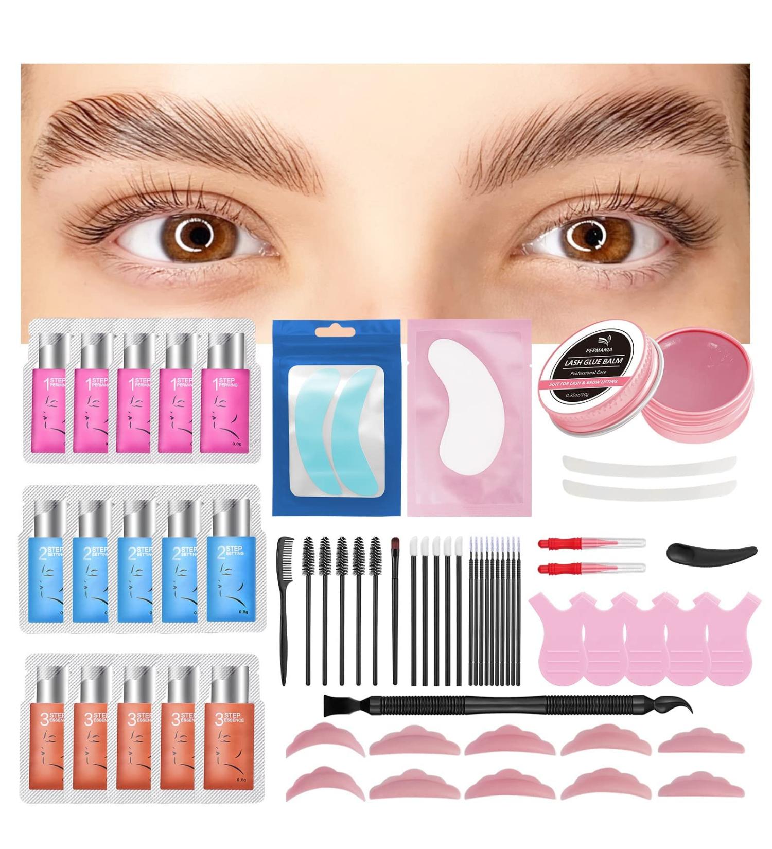 PERMANIA Lash Perm Kit | Lash Lift Sachet with Eyelash Lifting Glue | Long-lasting Curl for 8 Weeks | Brow Lamination | Smudge-proof Formula - Buy Online on SooperMarket.com