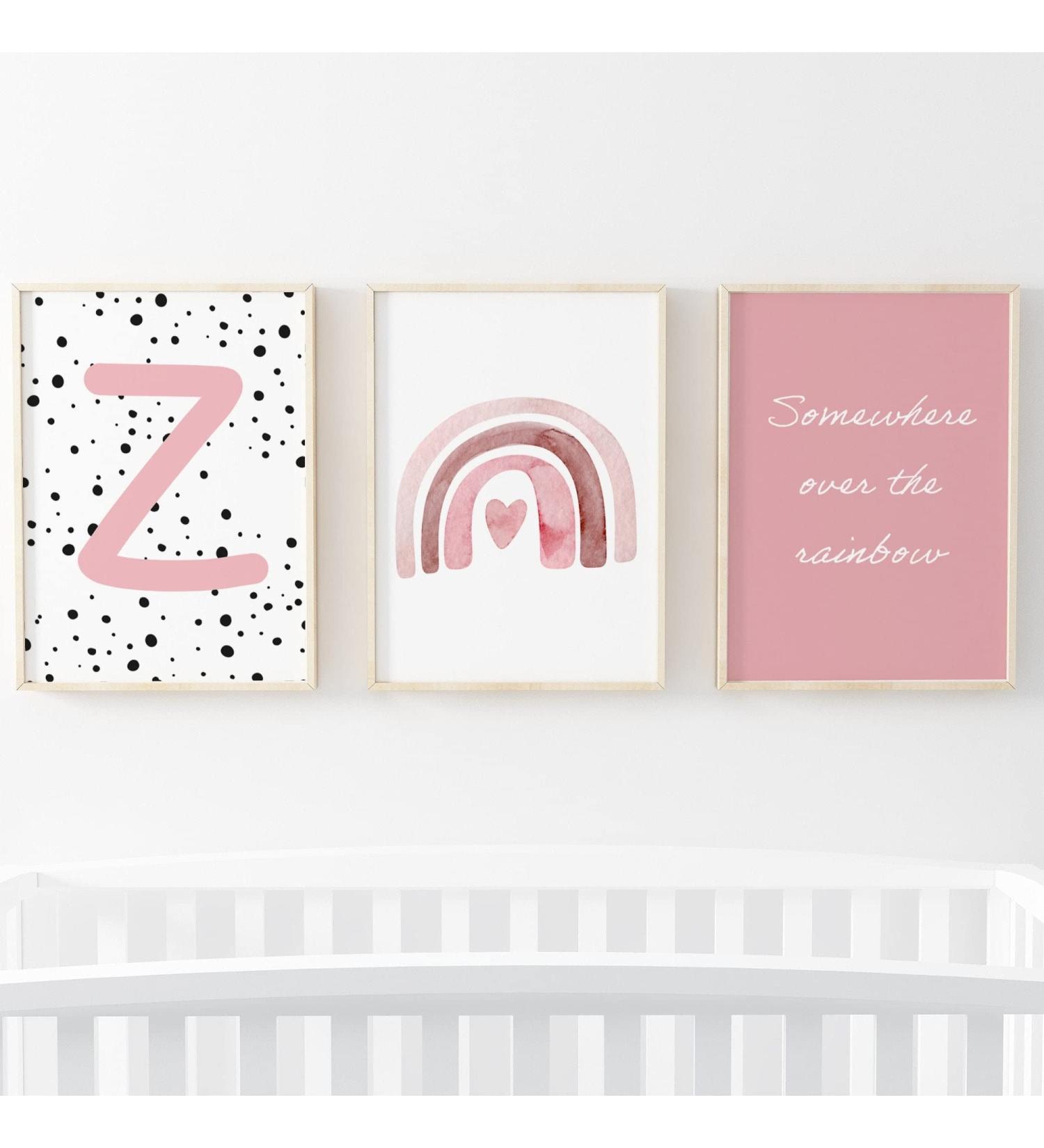 Pompom Prints Set of 3 Girls Bedroom Rainbow Nursery Decor - Scandi Boho Style Playroom Prints (8x10 Inch) | Picture Frames not Included - Buy Online on SooperMarket.com