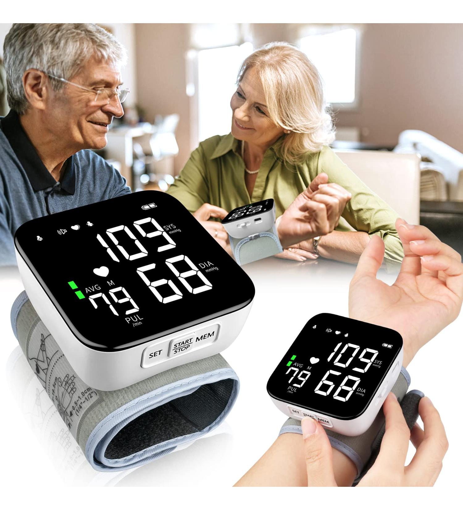 Wrist Blood Pressure Monitor - Digital BP Cuff, Automatic Machine, 90X2 Reading Memory, Large Tri-Backlit Screen, Rechargeable, Pulse Rate Monitoring, for Home Use - Black - Buy Online on SooperMarket.com