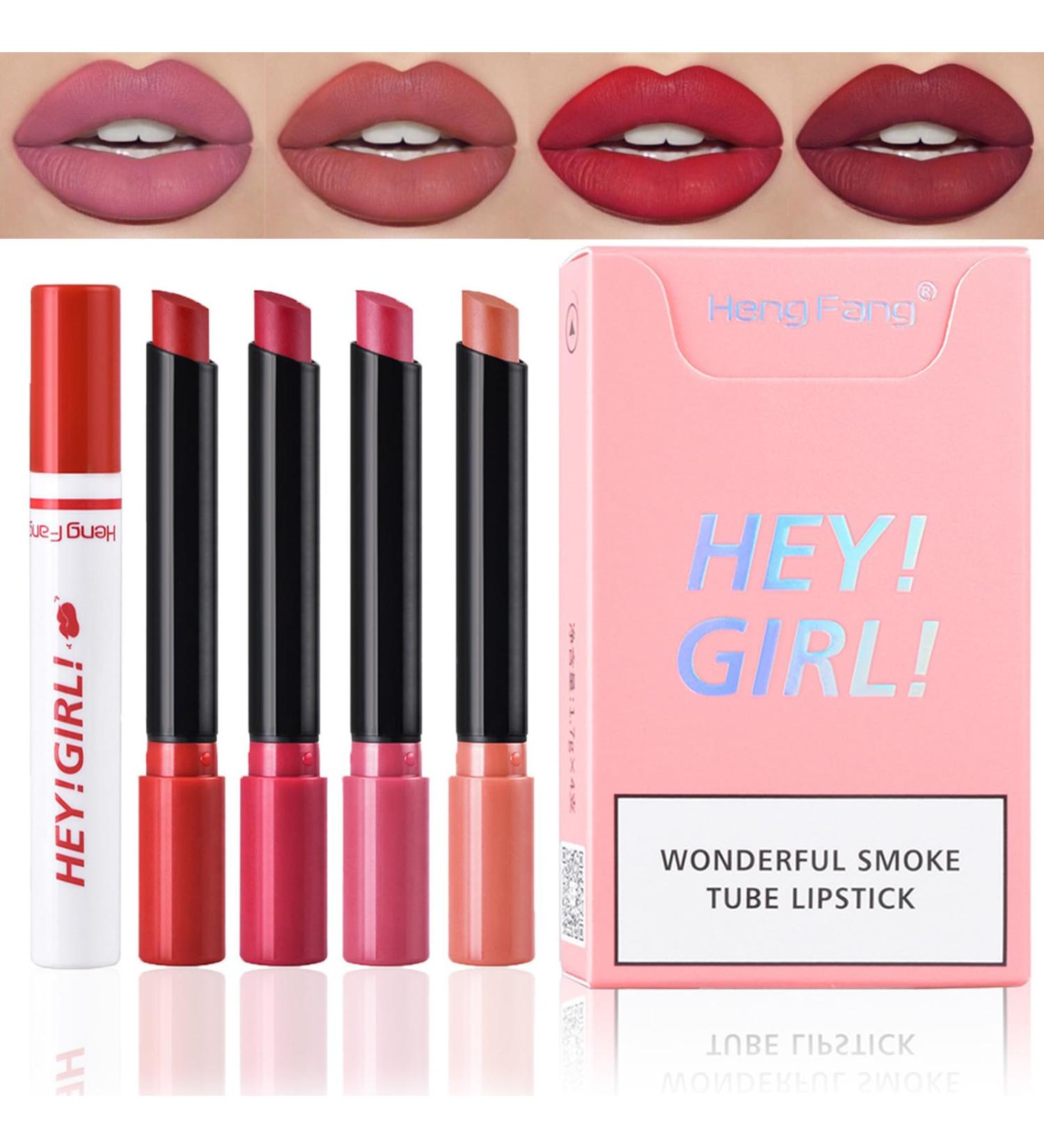 4Pcs Matte Lipstick Set - Retro Red Lip Tint & Balm | Long Lasting Waterproof Lip Makeup for Women & Girls - Buy Online on SooperMarket.com