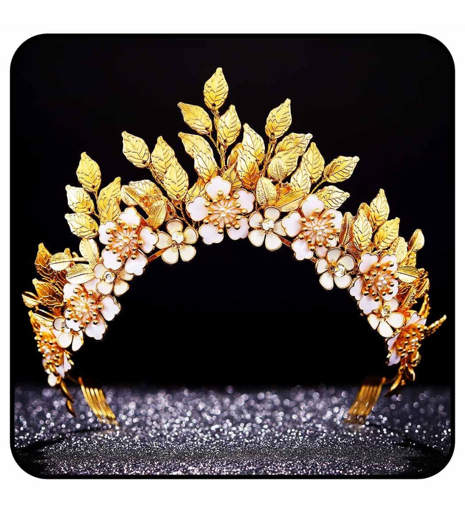 Zoestar Leaf Bride Wedding Crowns and Tiaras Gold Flower Crown Headband Princess Goddess Headpiece Bridal Headwear for Women - Buy Online on SooperMarket.com