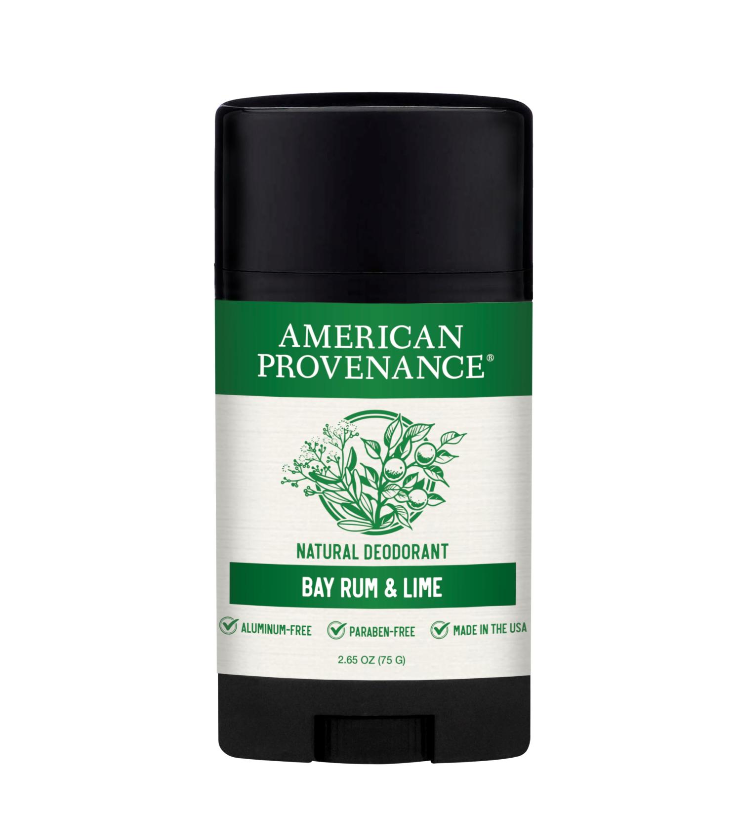 American Provenance All Natural Deodorant for Men and Women- Aluminum Free Deodorant that Lasts All Day - Made in the USA with Essential Oils & Cruelty Free - Bay Rum & Lime (1 Pack) - Buy Online on SooperMarket.com
