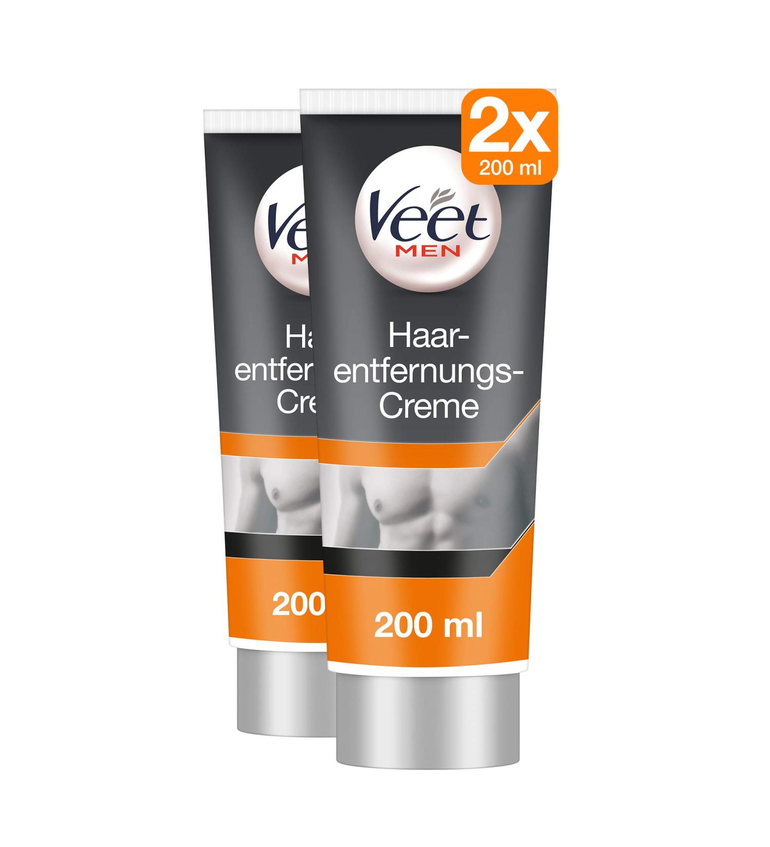 Veet Men Hair Removal Cream 2 Pack - Fast & Effective Depilation 200ml | Hair Removal in 5-10 Minutes - Buy Online on SooperMarket.com