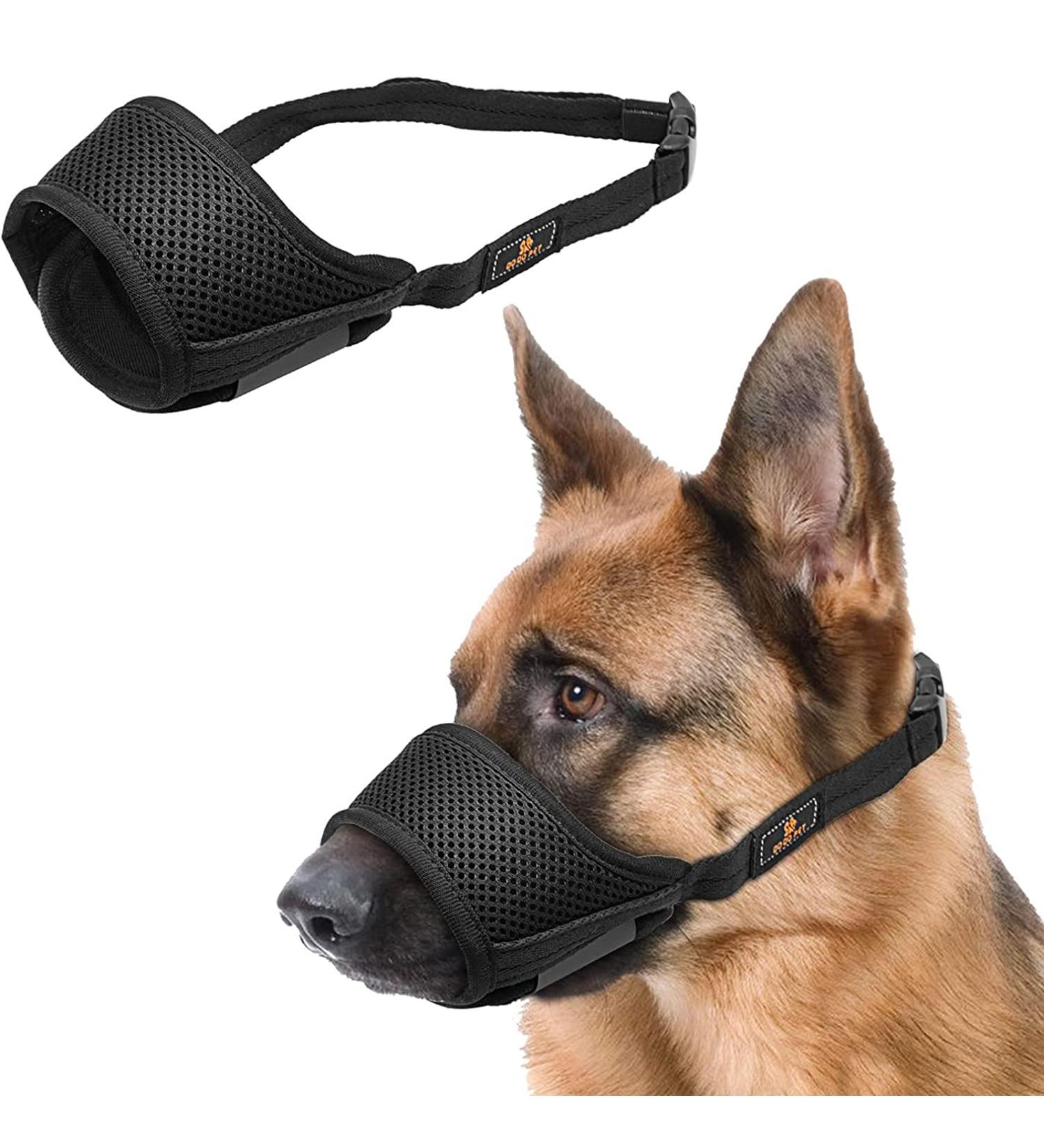Pubiao Nylon Mesh Dog Muzzle - Breathable Soft Guard for Biting & Chewing - Adjustable Anti-Barking Puppy Muzzle (Black L) - Buy Online on SooperMarket.com