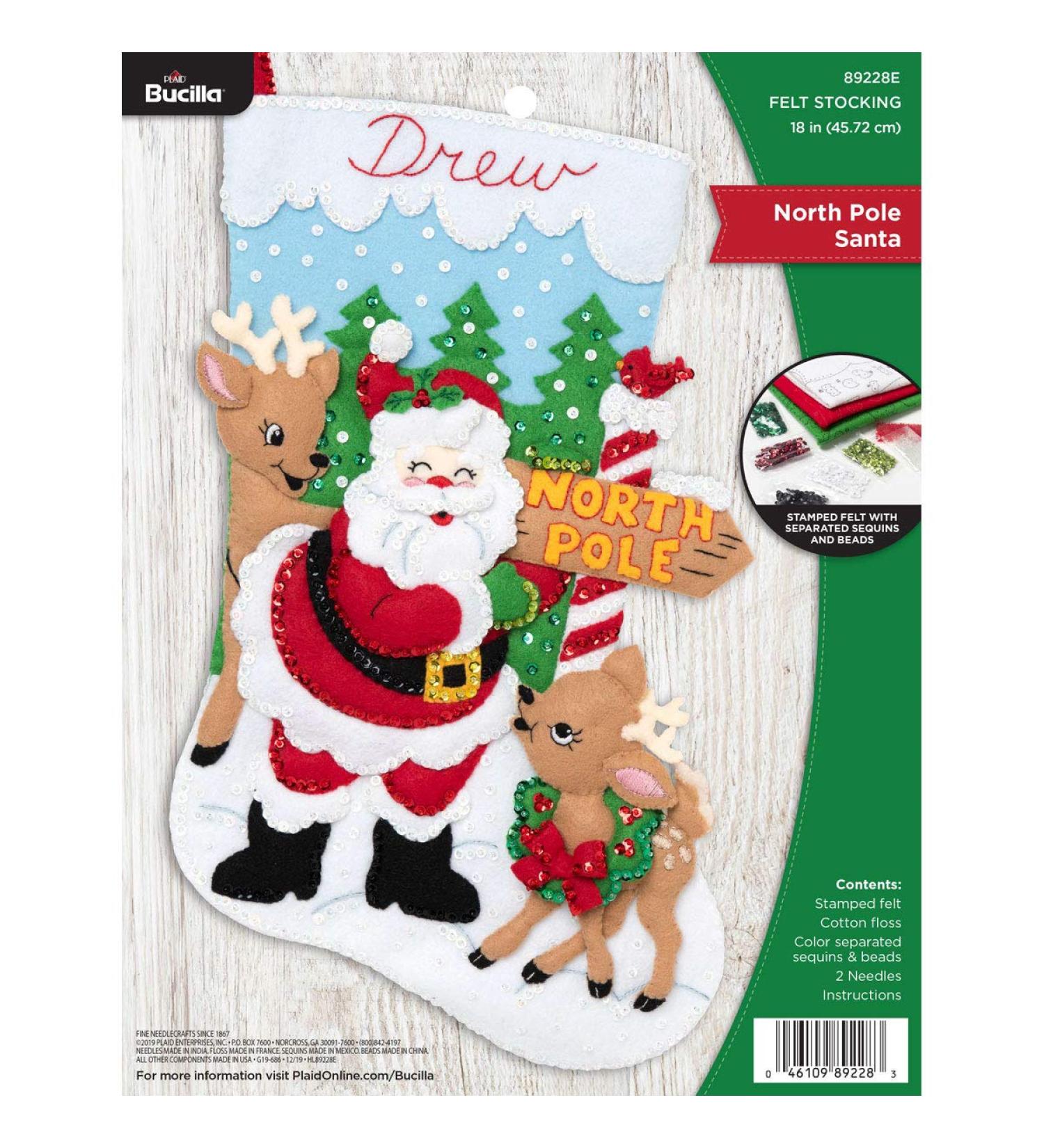 Bucilla Felt Appliqu Christmas Stocking Kit - North Pole Santa - 18 - Shop Now! - Buy Online on SooperMarket.com