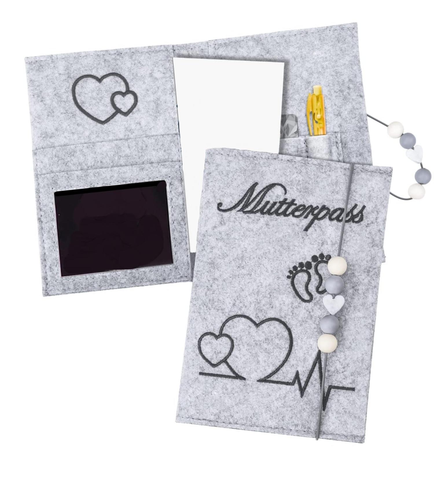 Motherpass Cover in Dark Gray | Felt Pregnancy Diary Organizer for Ultrasound Documents & Vaccination Pass - Perfect Gift for Expectant Mothers - Buy Online on SooperMarket.com