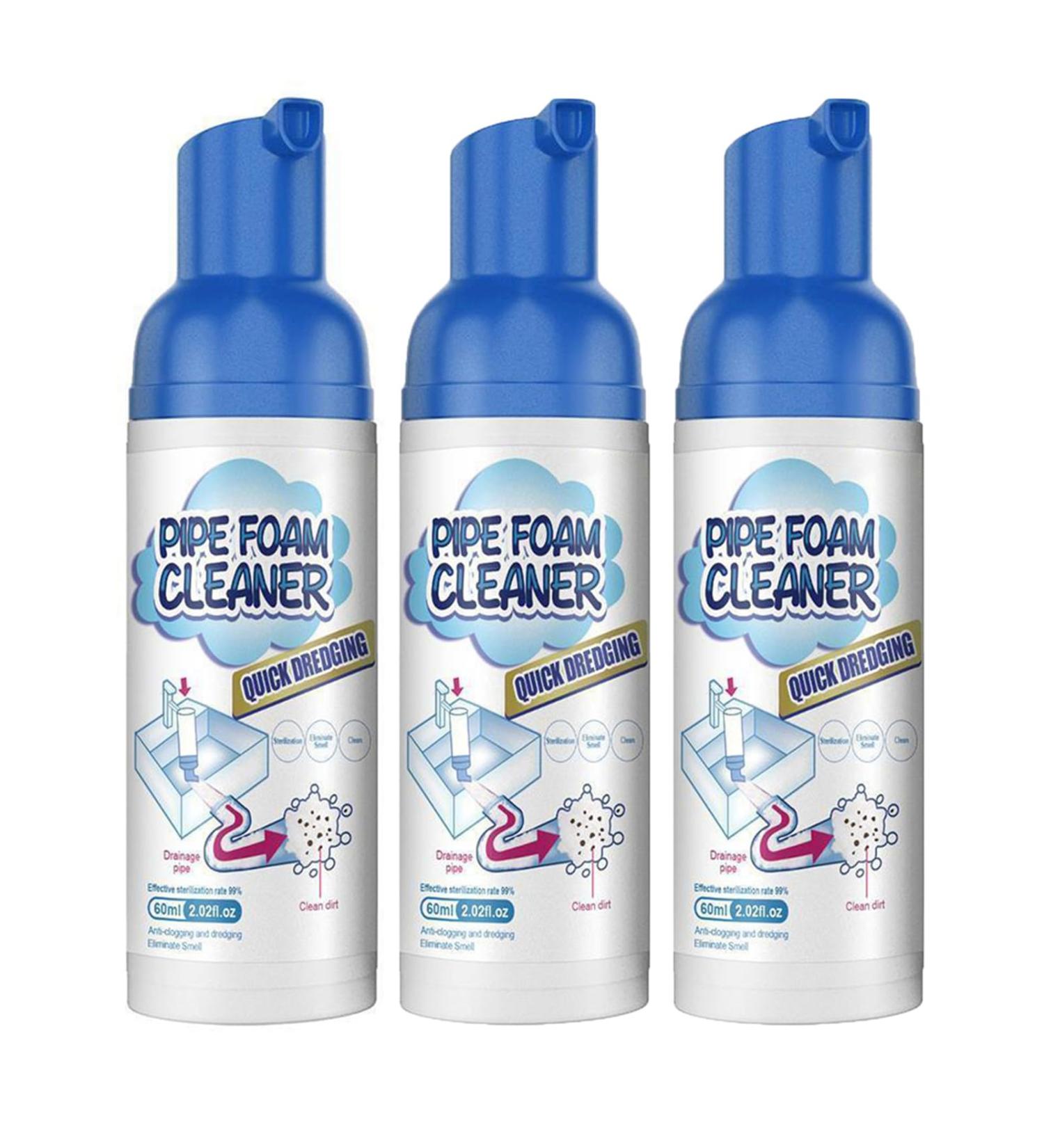 3Pcs Herios Drain Foam Cleaner Pipe Dredge Deodorant Foam Cleaner Liquid Hair Drain Clog Remover & Cleaner Quick Foaming Toilet Cleaner for Kitchen Shower Drain Sinks Tubs - Buy Online on SooperMarket.com
