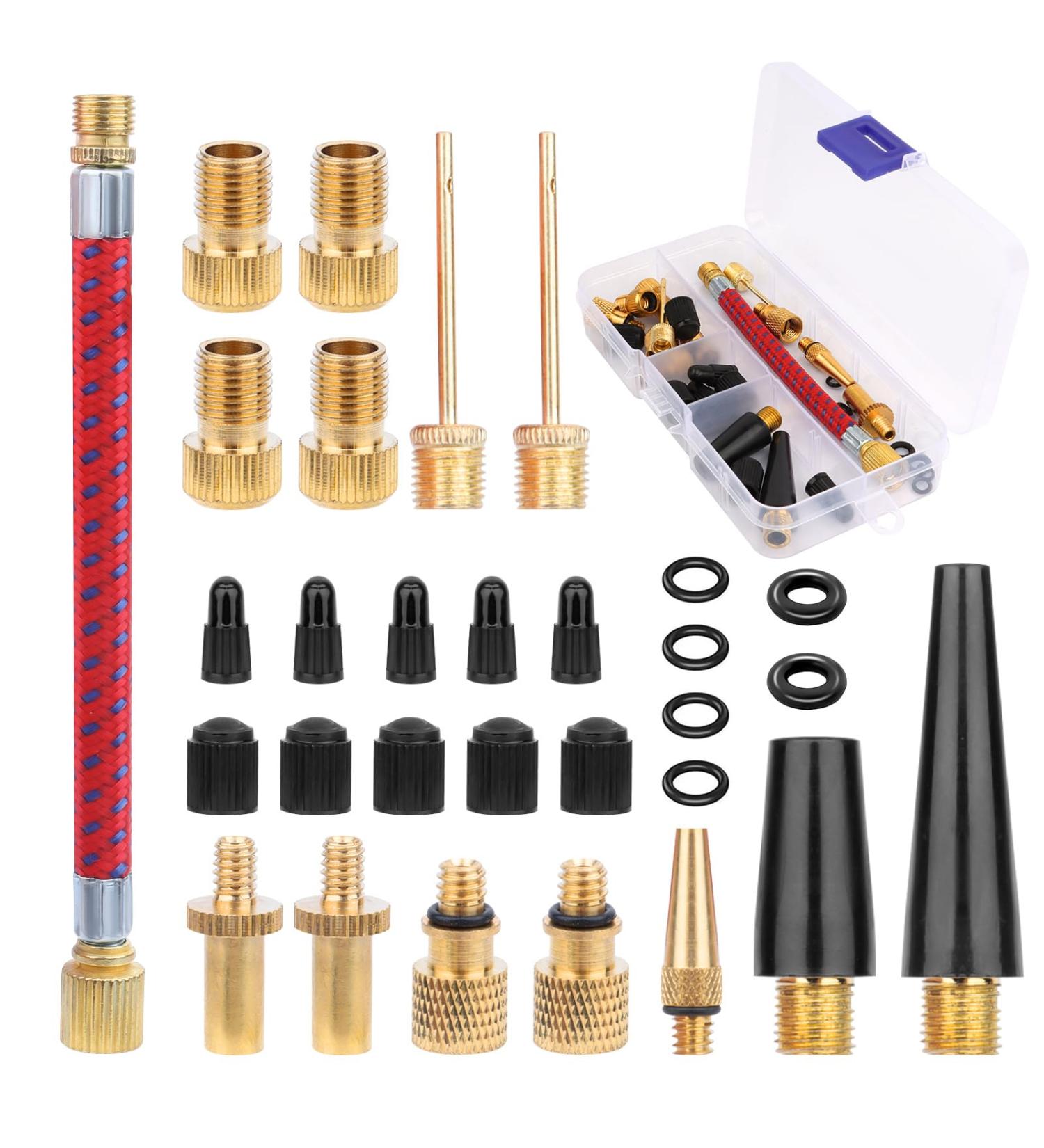 Ukofew 30-Piece Bicycle Valve Adapter Set - Universal DV SV AV Accessories for All Bike Valves - Buy Online on SooperMarket.com