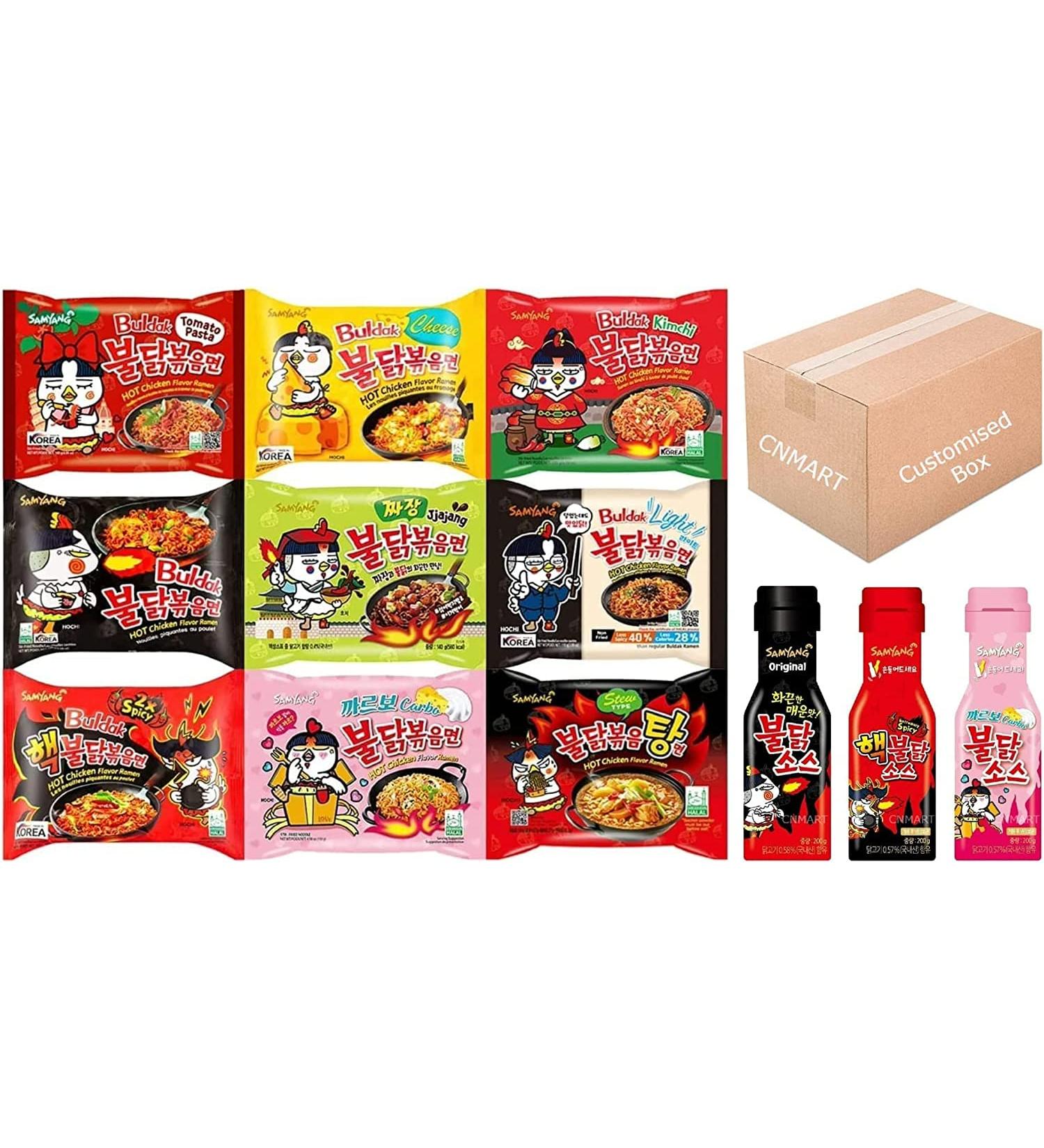 Samyang Hot Chicken Buldak HALAL/Tailor-make 30 Noodles + 1 Sauce (Optional Extra) / Self Customise Own Case - Buy Online on SooperMarket.com