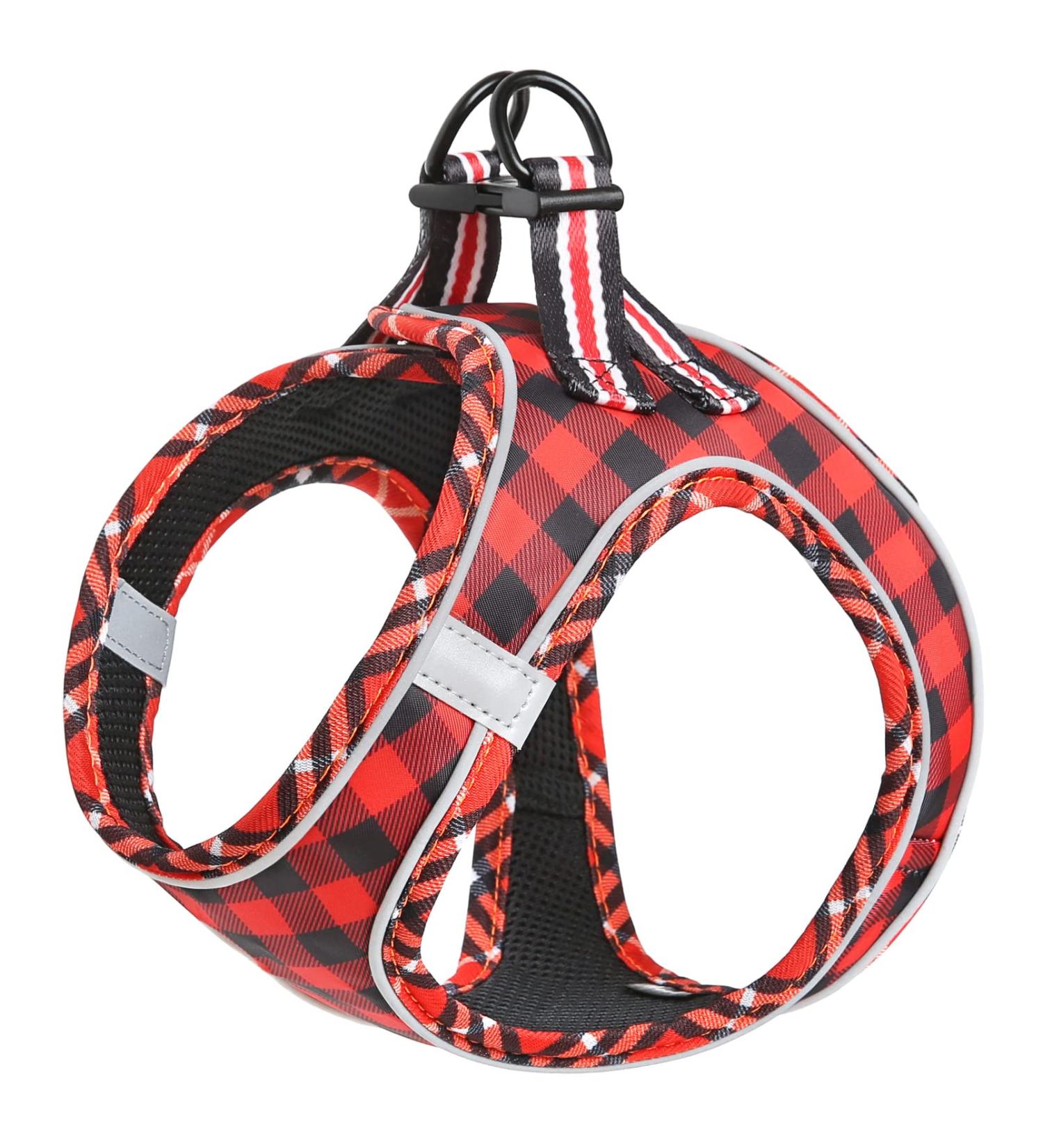 Heele Dog Harness for Small & Medium Dogs | Adjustable Soft Mesh Reflective & Breathable - Plaid Red 2XS - Buy Online on SooperMarket.com