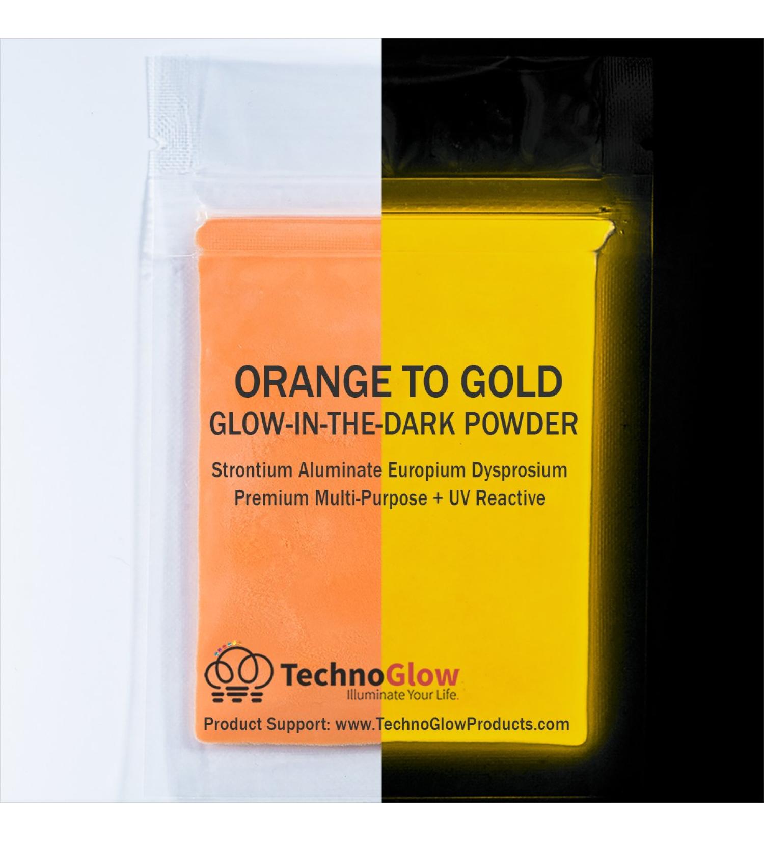Orange to Gold Glow Powder - 30g | UV Reactive Pigment for Stunning Effects - Buy Online on SooperMarket.com