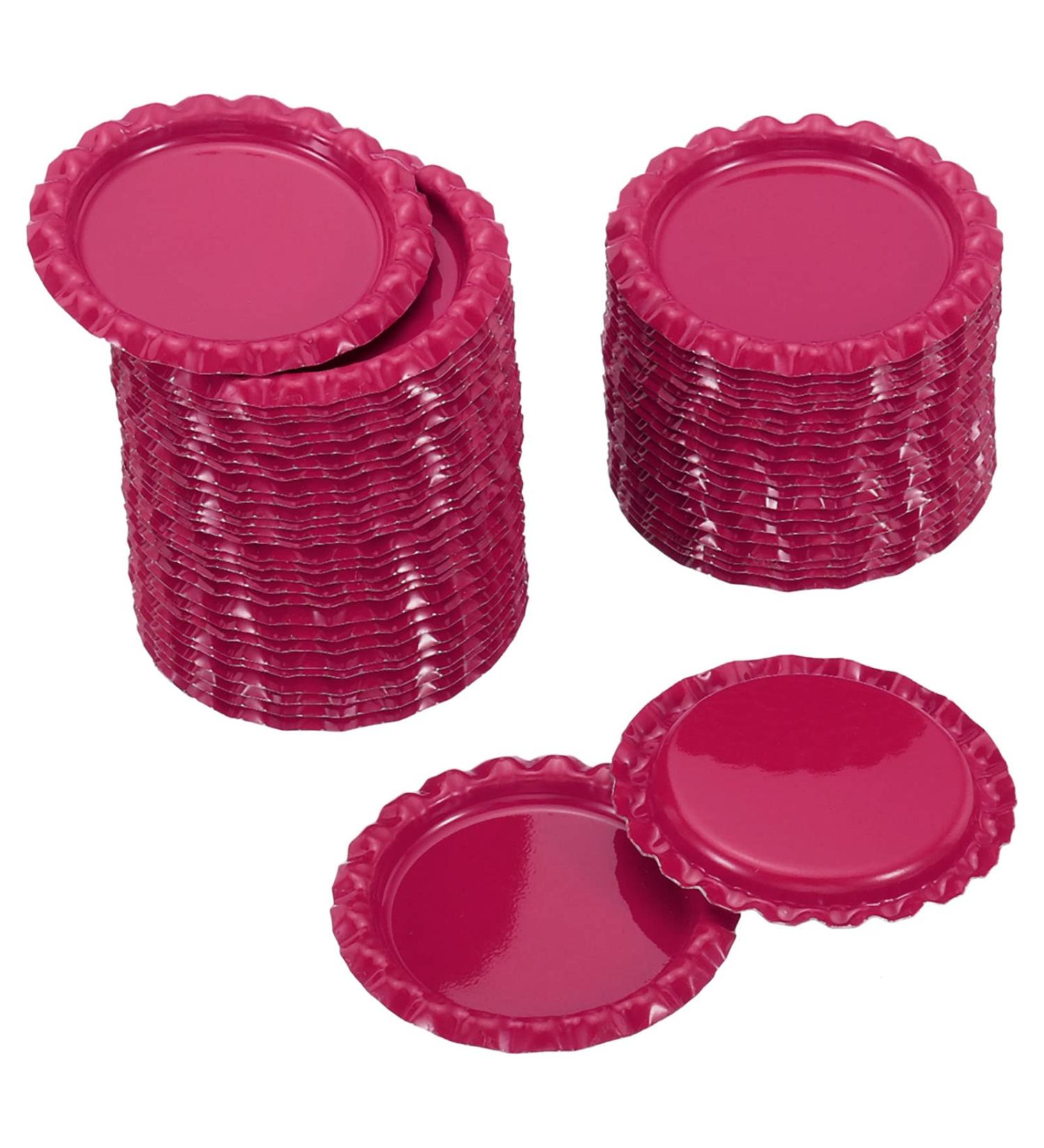 PATIKIL 1 Inch Flat Decorative Bottle Caps 50 Pack Craft Bottle Pendant Trays Double Sides Printed for DIY Pendants Craft Scrapbooks Rose Red - Buy Online on SooperMarket.com