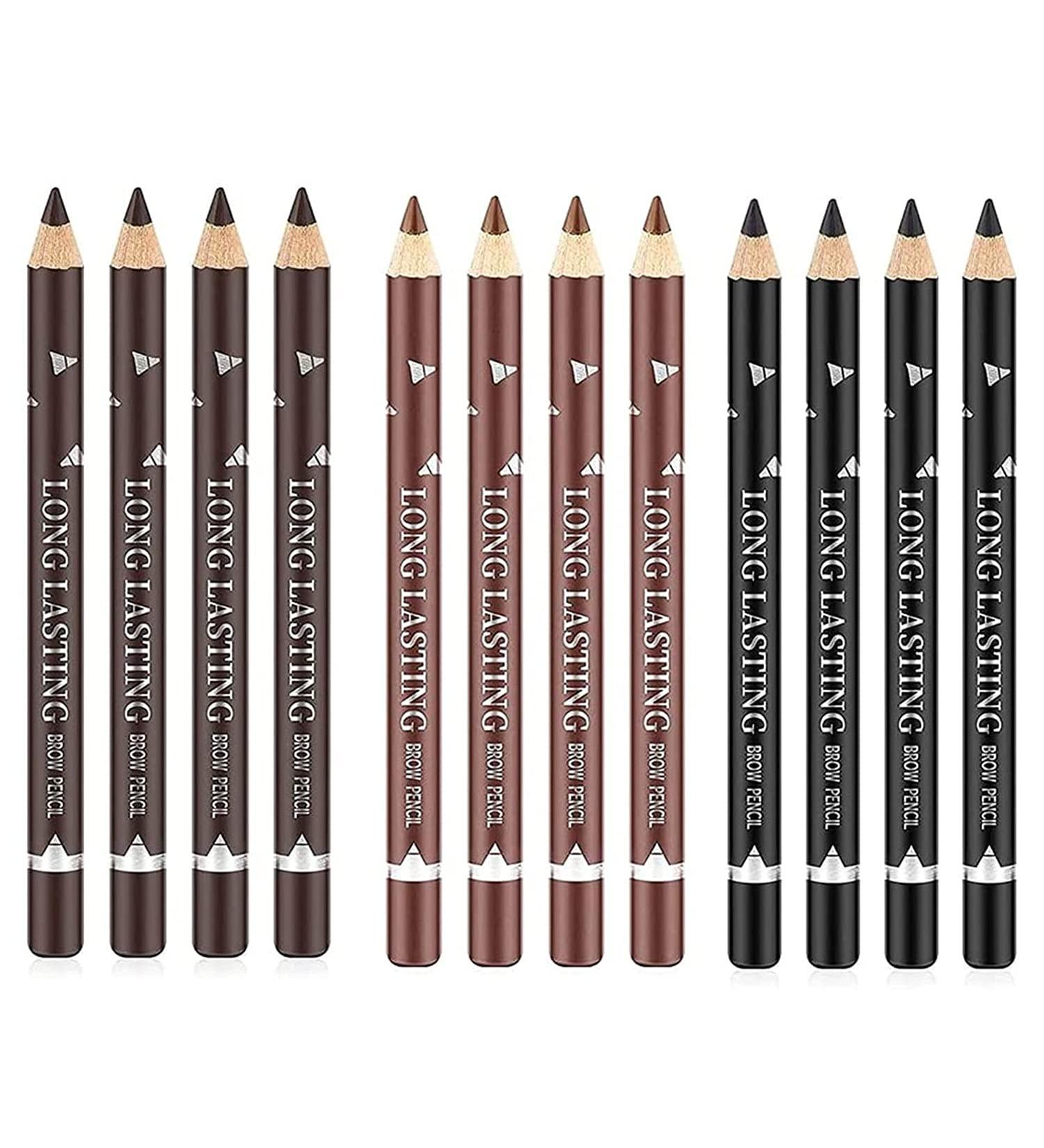 Go Ho 12 PCS Waterproof Eyebrow and Eyeliner Pencil Set - Long-lasting & Sweat-proof Makeup Brow Tint Pen in 3 Colors - Buy Online on SooperMarket.com