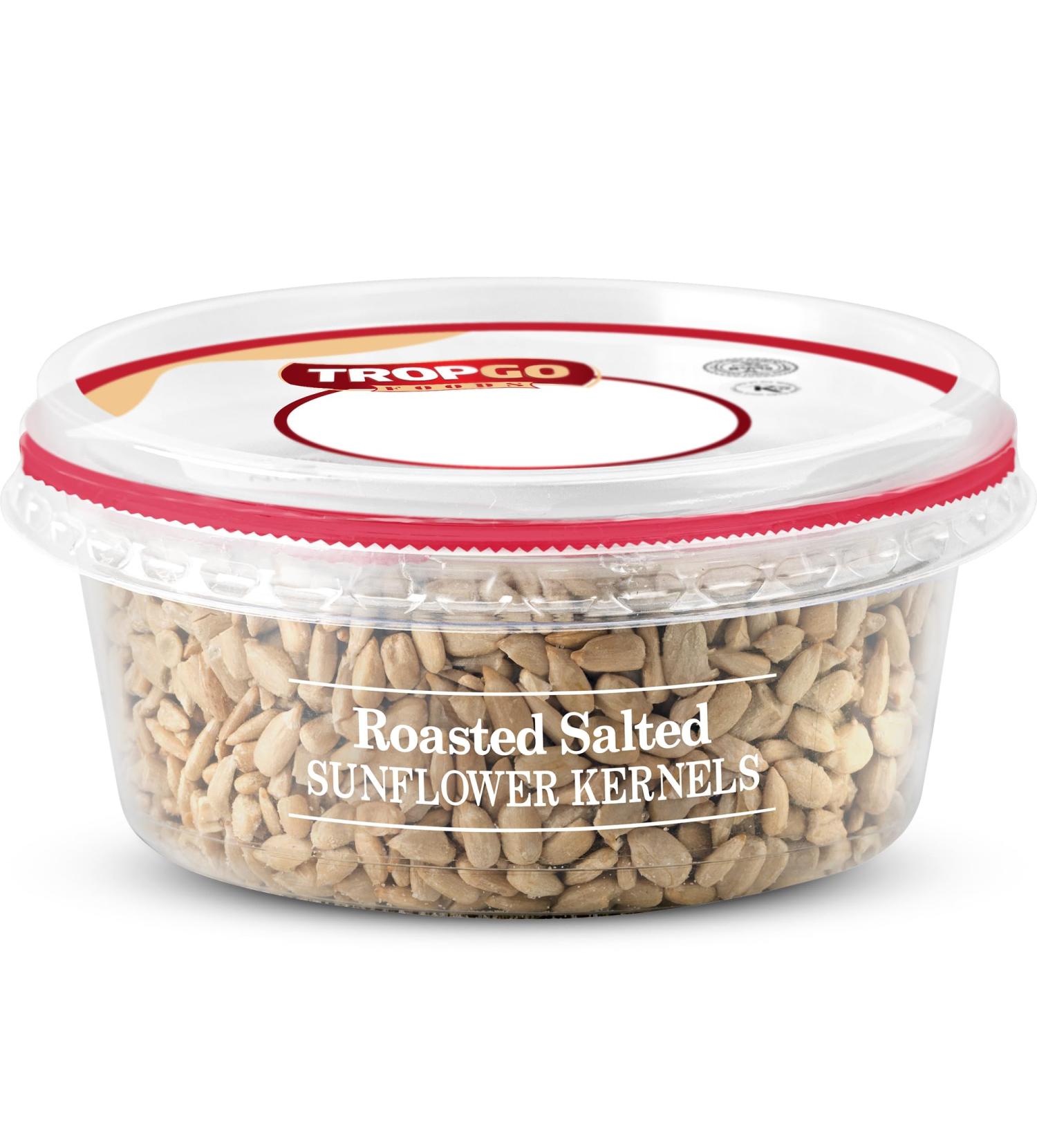 Tropgo Roasted Salted Sunflower Seed Kernels 125gr - Gluten Free Tub of Sun Flower Seeds - Non-GMO Seeds for Eating - Ready-to-Eat Snacks for Kids and Adults - Buy Online on SooperMarket.com