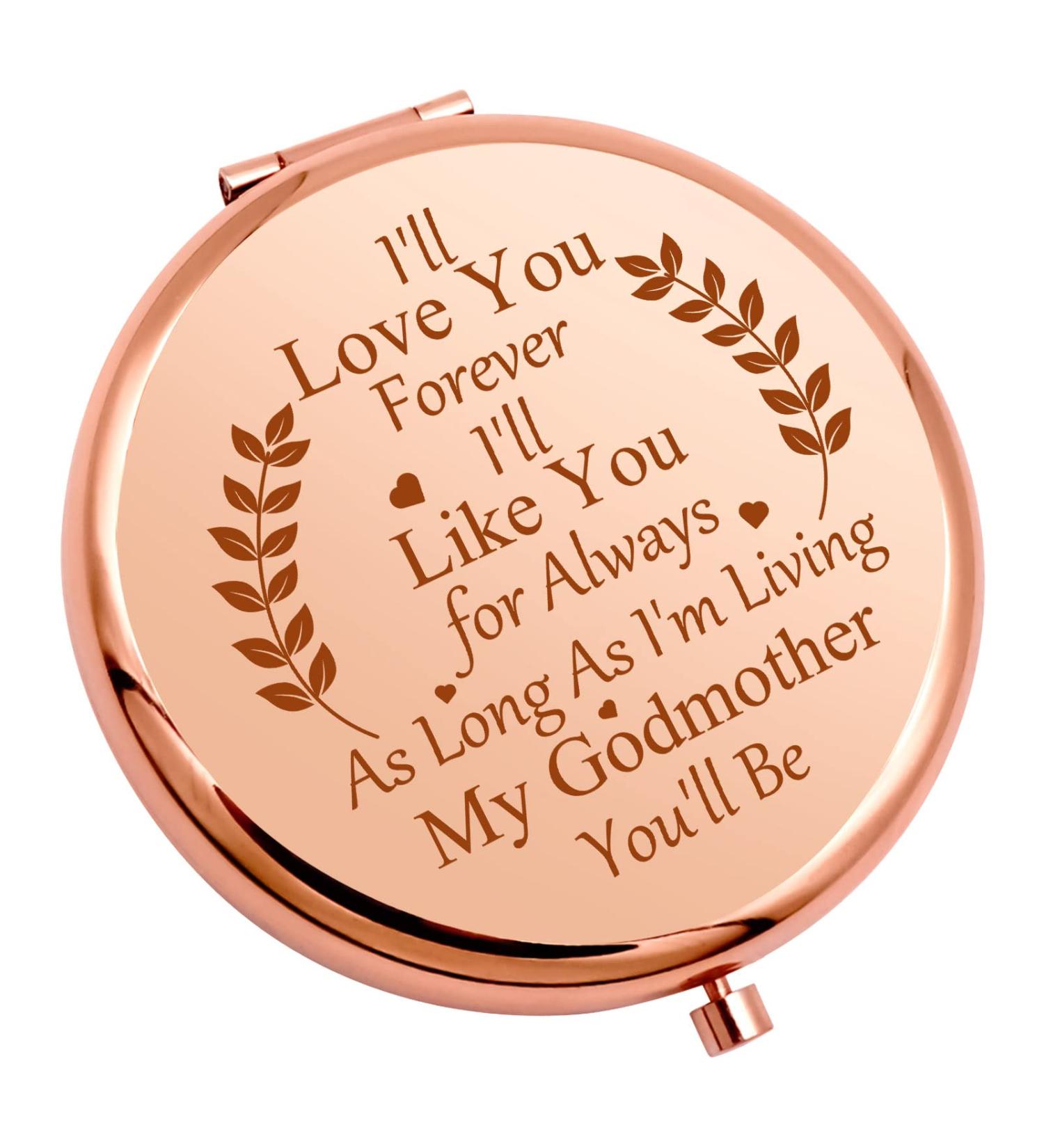 Mother's Day Godmother Gift from Goddaughter/Godson | Compact Mirror for Aunt, Mom, Coworker | Christian Baptism/Prayer Gift | Rose Gold Makeup Mirror - Buy Online on SooperMarket.com