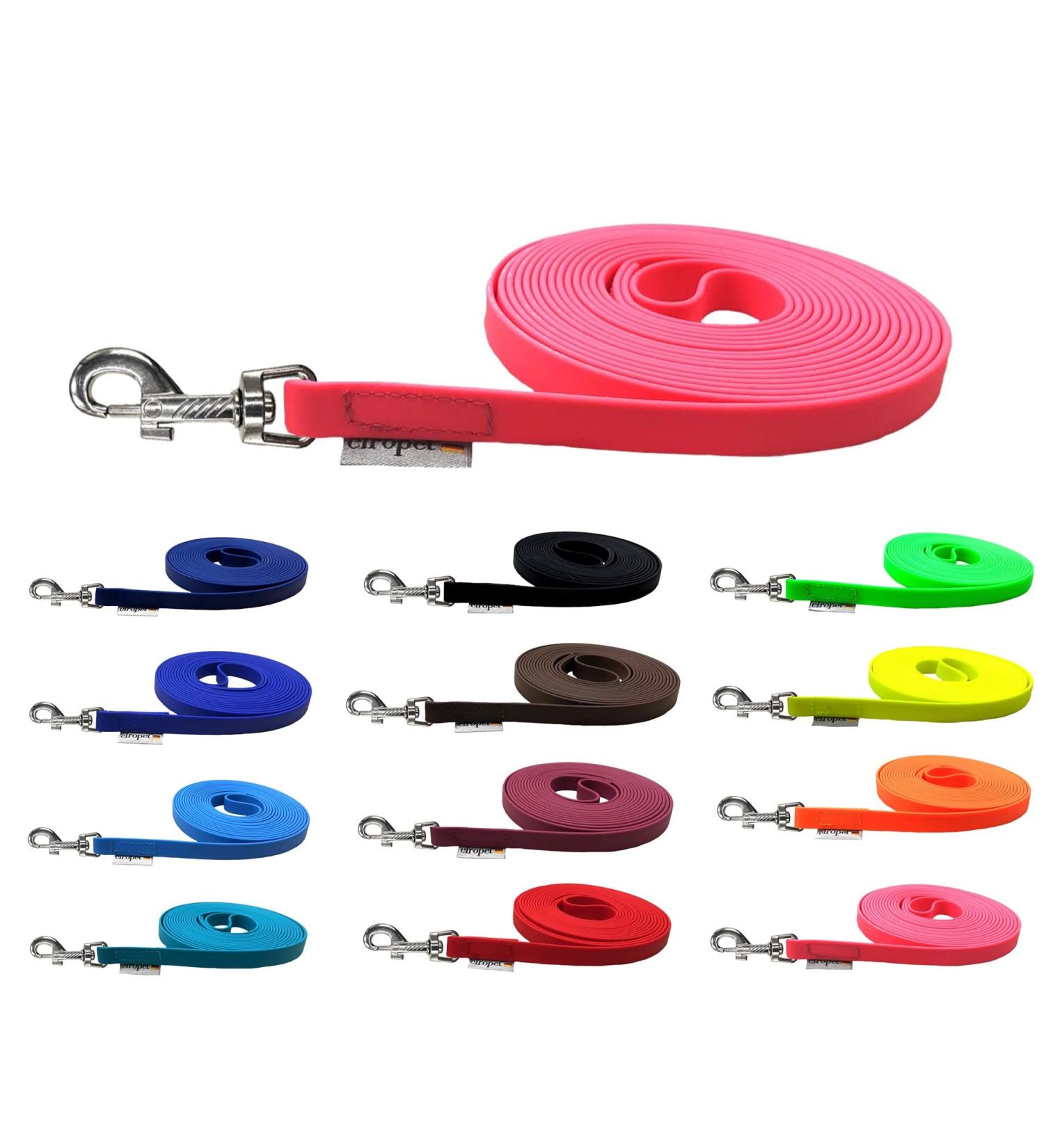 Biothane Dog Leash Track Line for Medium/Large Dogs - 16mm Width 2m with Hand Loop Neon Pink - Durable Flexible & Waterproof - Buy Online on SooperMarket.com
