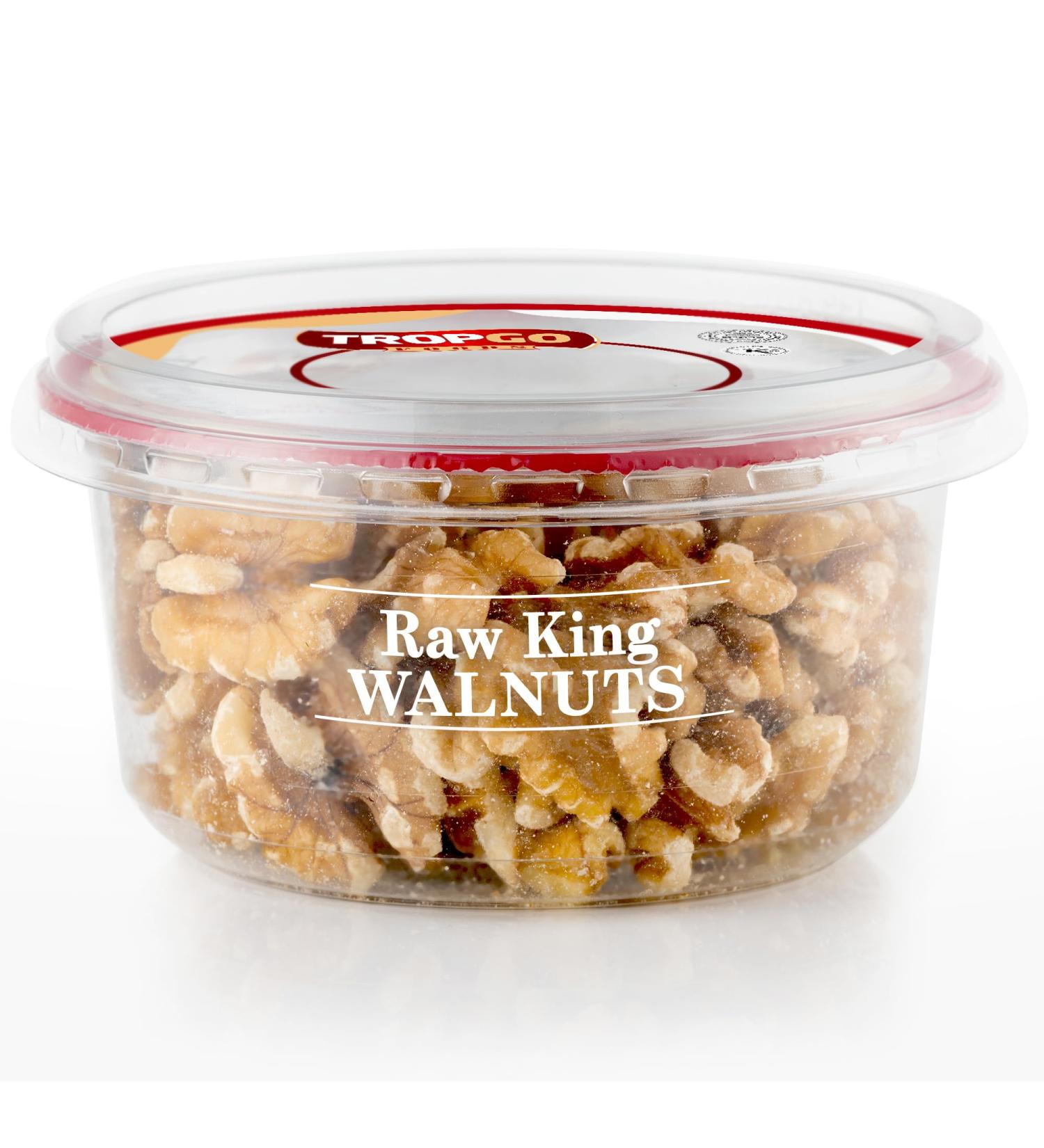 Tropgo Raw King Walnuts - Whole Food Unsalted Nuts in a Resealable and Recyclable Tub - High Protein and Fibre Rich Vegan Snack - Ideal Healthy Vegan Keto Snack for all Ages (120G) - Buy Online on SooperMarket.com