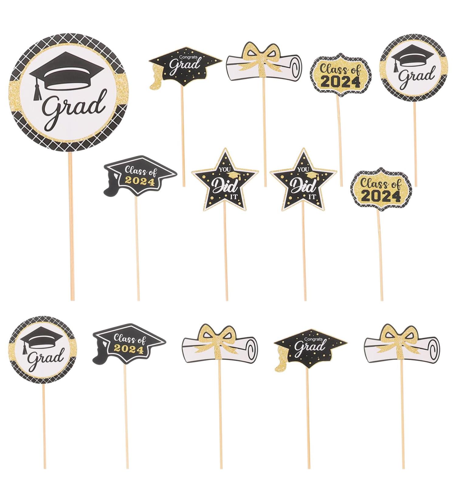 HOLIDYOYO 24pcs Graduation Cupcake Toppers Picks Class of 2024 Cake Toppers Congrats Grad Cake Picks Dessert Toppers Toothpick For Graduation Party Supplies Cake Decorations - Buy Online on SooperMarket.com