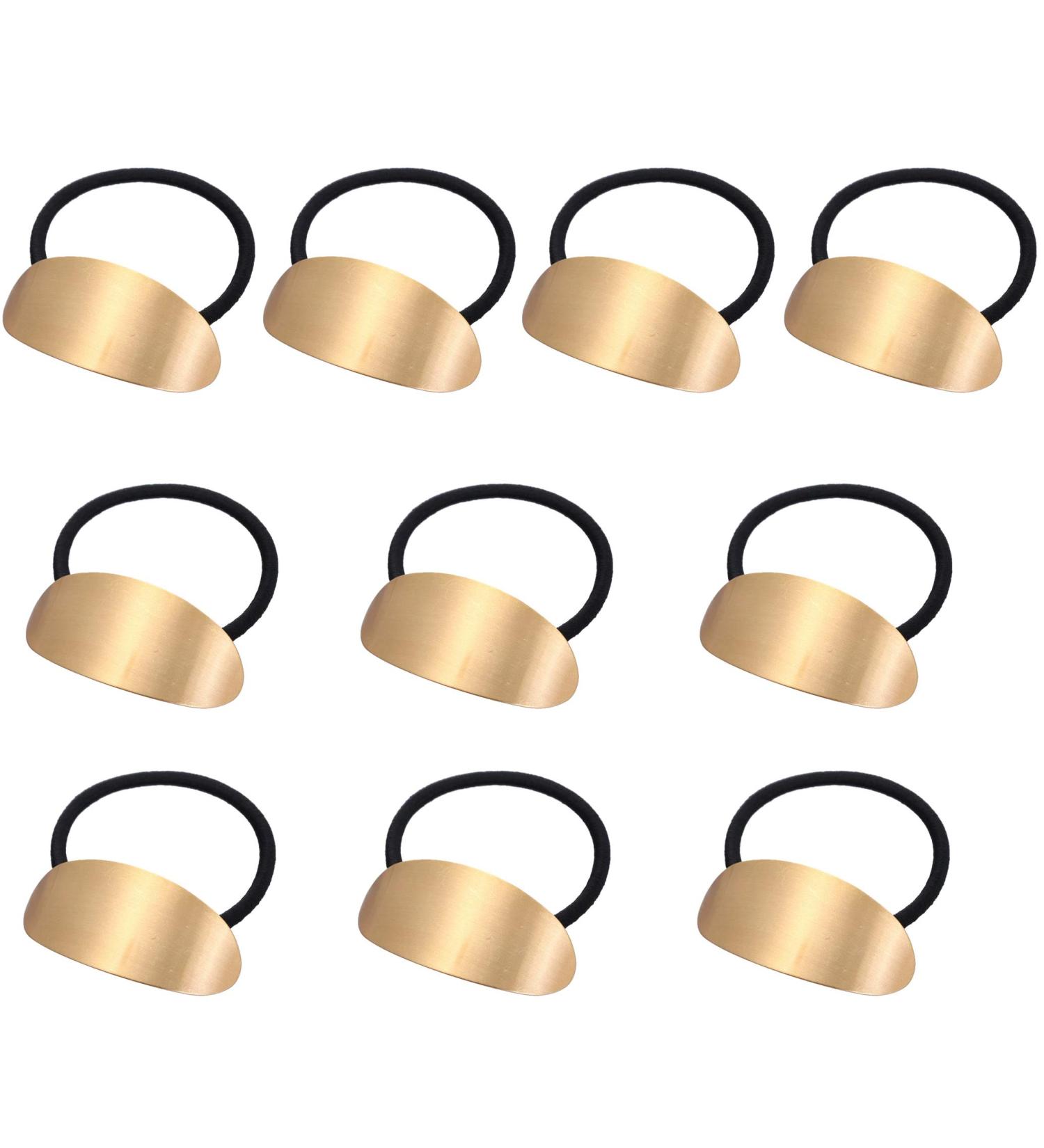 10 Pcs Gold Metal Elastic Hair Bands for Women - Hair Ties Ponytail Holder Set - Buy Online on SooperMarket.com