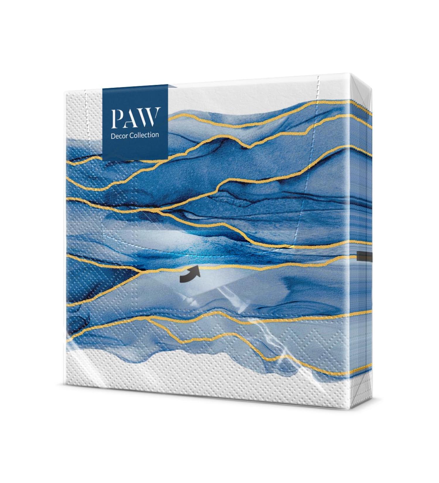 PAW 3-Layer Colorful Paper Napkins (33x33 cm) | 20 Pieces | Perfect for Weddings Communions & Special Occasions | Luxury Watercolor Waves Design - Buy Online on SooperMarket.com