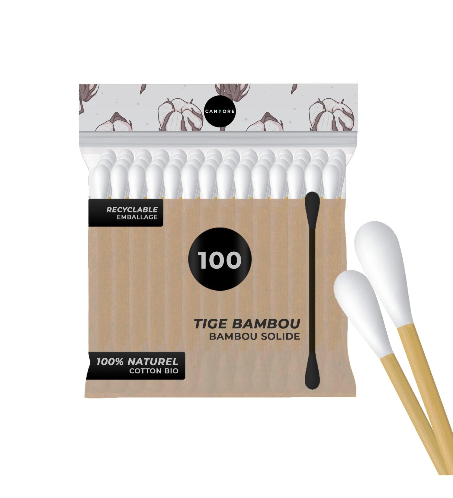 Cotton Swabs 100 Biodegradable Bamboo Sticks with Soft Cotton Heads | Eco-Friendly Candore - Buy Online on SooperMarket.com