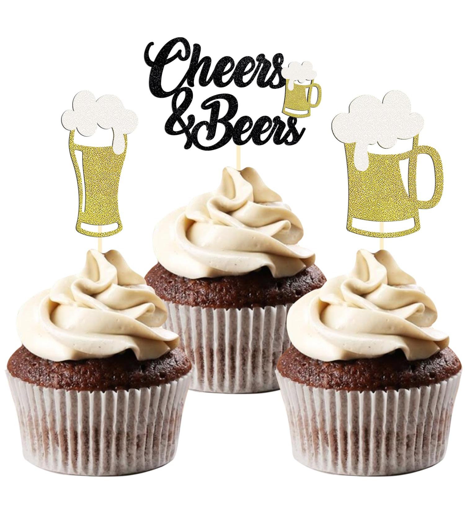 24 Pieces Glitter Oktoberfest Cupcake Toppers Cheers & Beers Cupcake Topper Bavarian Cake Topper for Oktoberfest Party Decorations Bavarian Party Decorations (Cheers) - Buy Online on SooperMarket.com