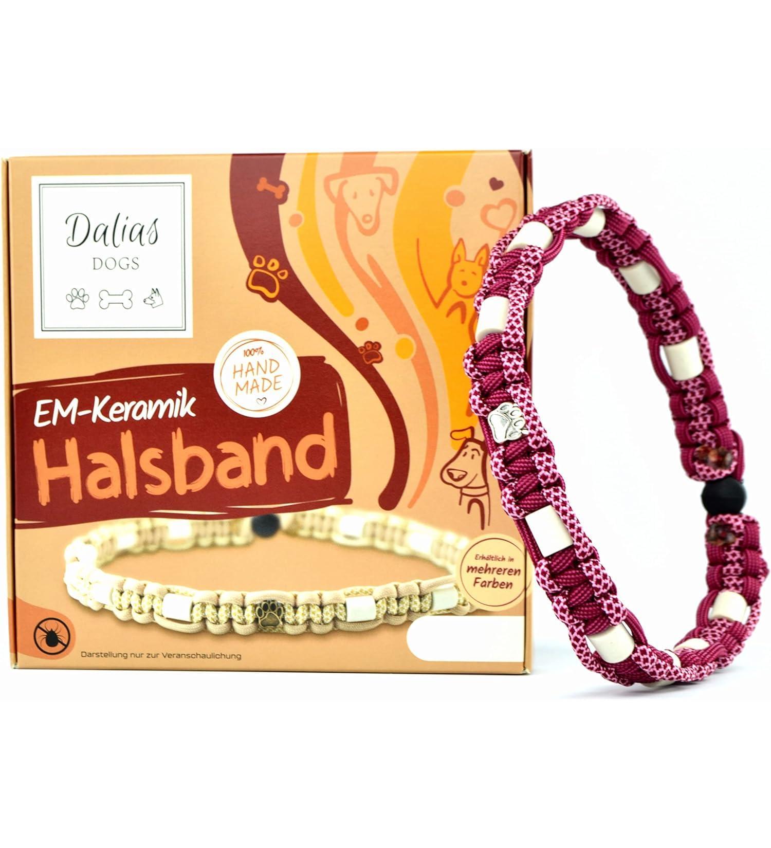 Custom EM Ceramic Collar for Dogs & Cats - Original US Paracord 41-50 cm Raspberry | International Shipping Available - Buy Online on SooperMarket.com