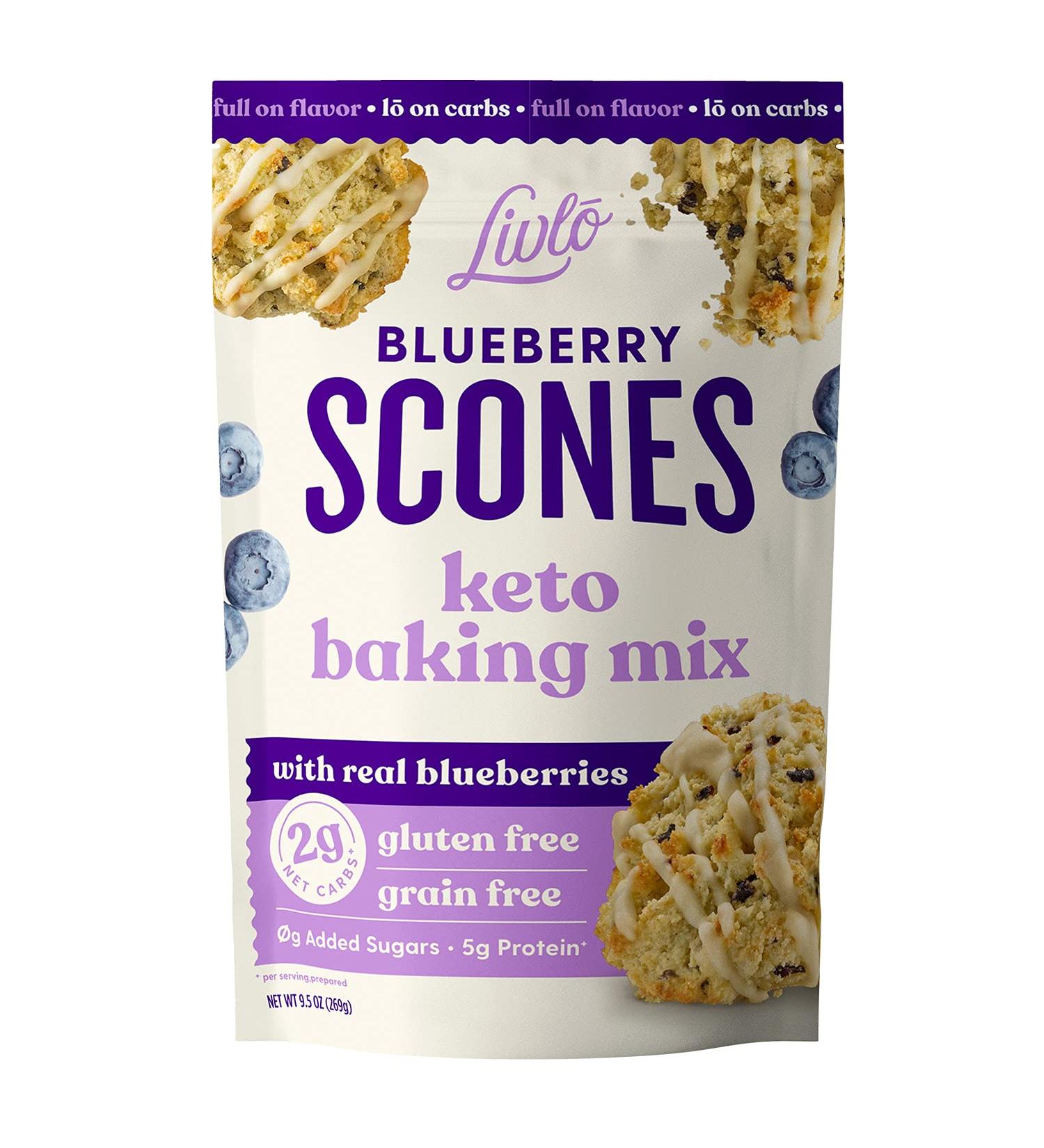 Livlo Keto Blueberry Scones Baking Mix with Real Blueberries | 9.5 oz - Buy Online on SooperMarket.com