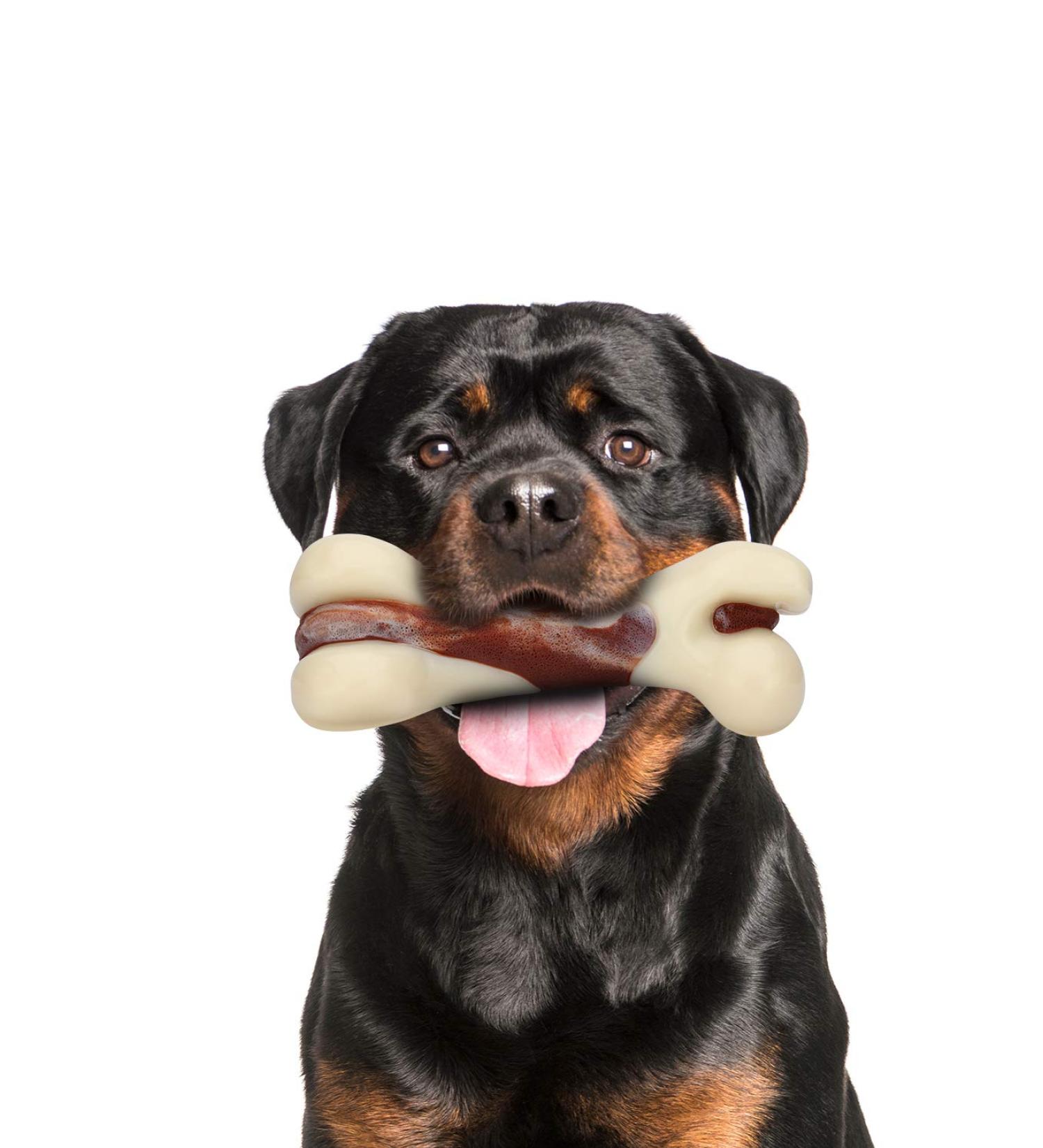 Tikaton Indestructible Dog Chew Toys - Real Beef Flavor for Large, Medium & Small Puppies | Durable Teething Bones for Aggressive Chewers - Buy Online on SooperMarket.com
