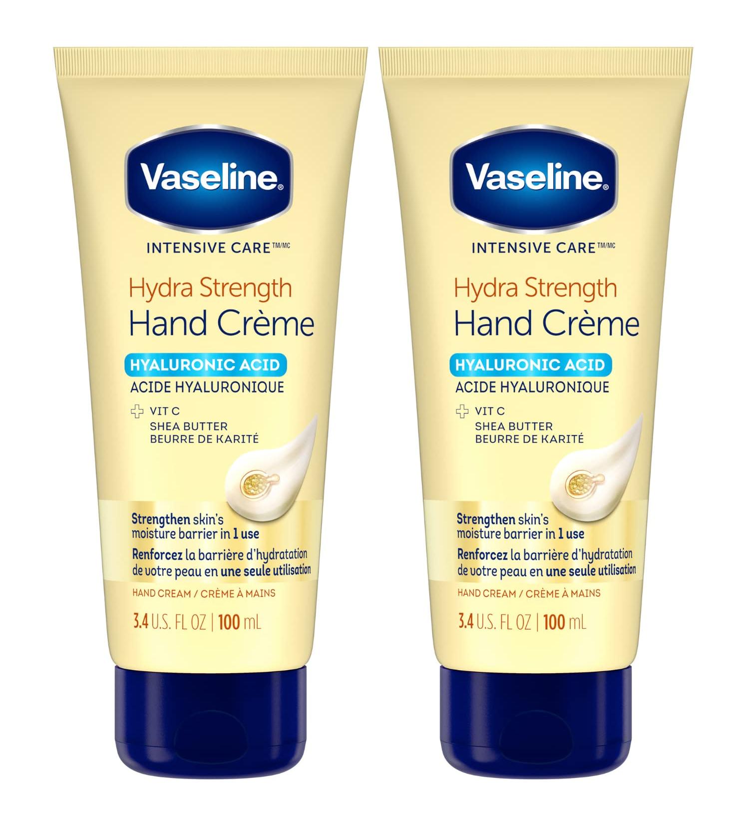 Vaseline Hand Cream for Dry Skin - Hyaluronic Acid, Vitamin C, Shea Butter - Intensive Care Hand Repair - 3.4 Oz each (Pack of 2) - Buy Online on SooperMarket.com