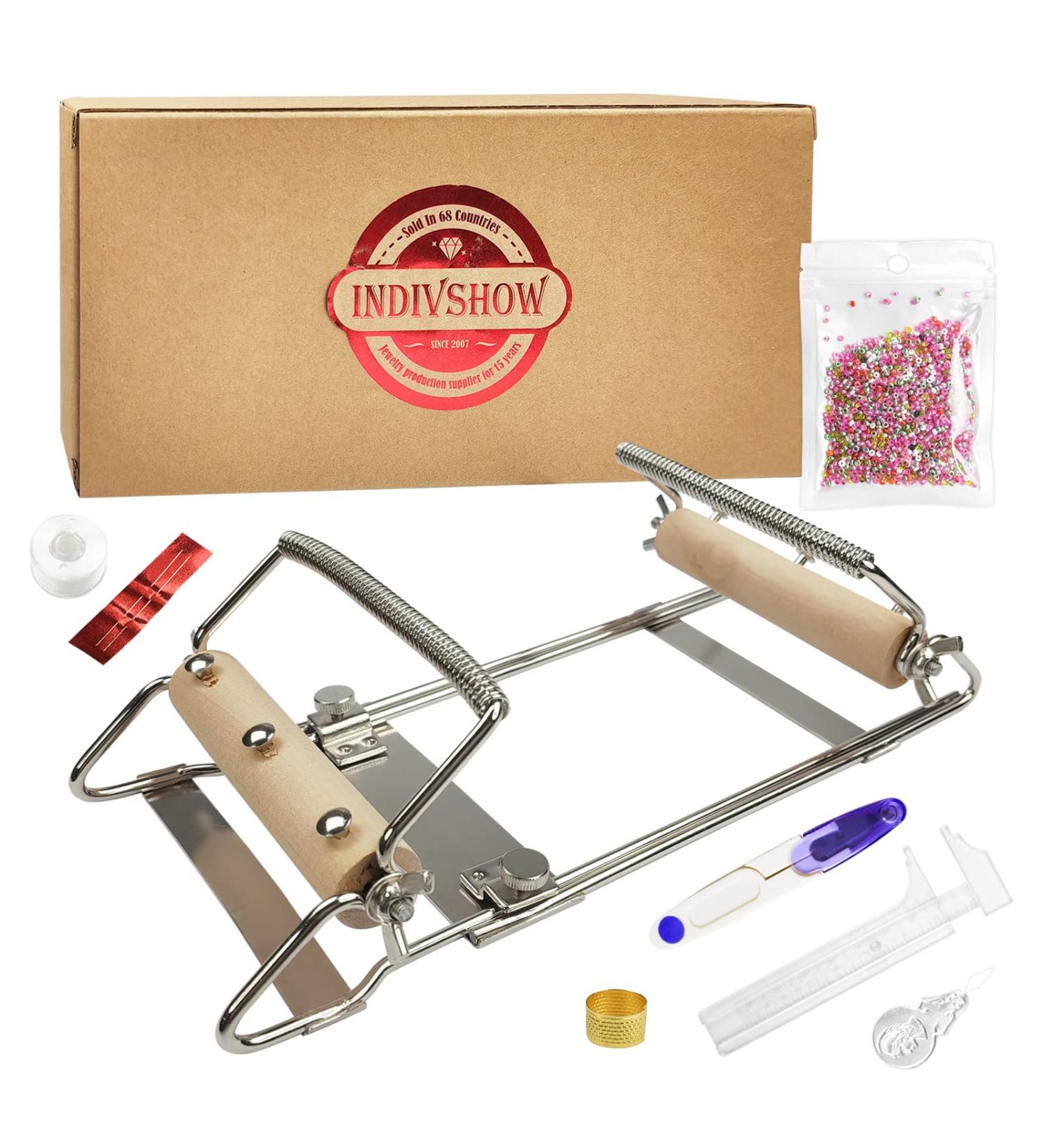 INDIVSHOW Adjustable Bead Loom Kit with 8000 Czech Beads and Accessories - Ideal for Bracelet Making and Adult Crafts - Buy Online on SooperMarket.com
