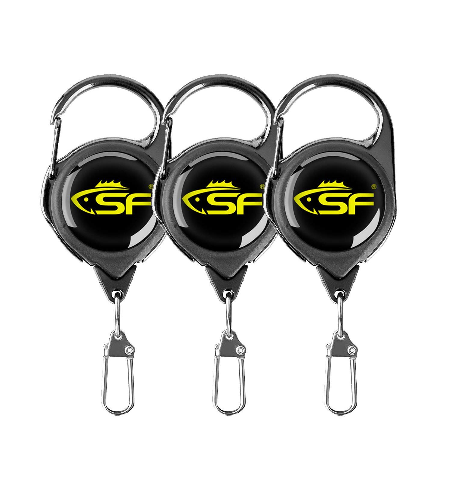 3Pcs SF Fly Fishing Zinger Retractor Combo Steel Cord Black Carabiner | Angler Tool Gear - Buy Online on SooperMarket.com