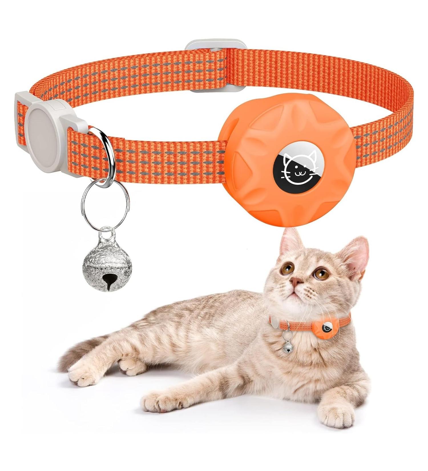 Buy Airtag Cat Collar - Reflective Kitten Neck Band | Light Tracker with Bell for Young Cats - Orange - Buy Online on SooperMarket.com