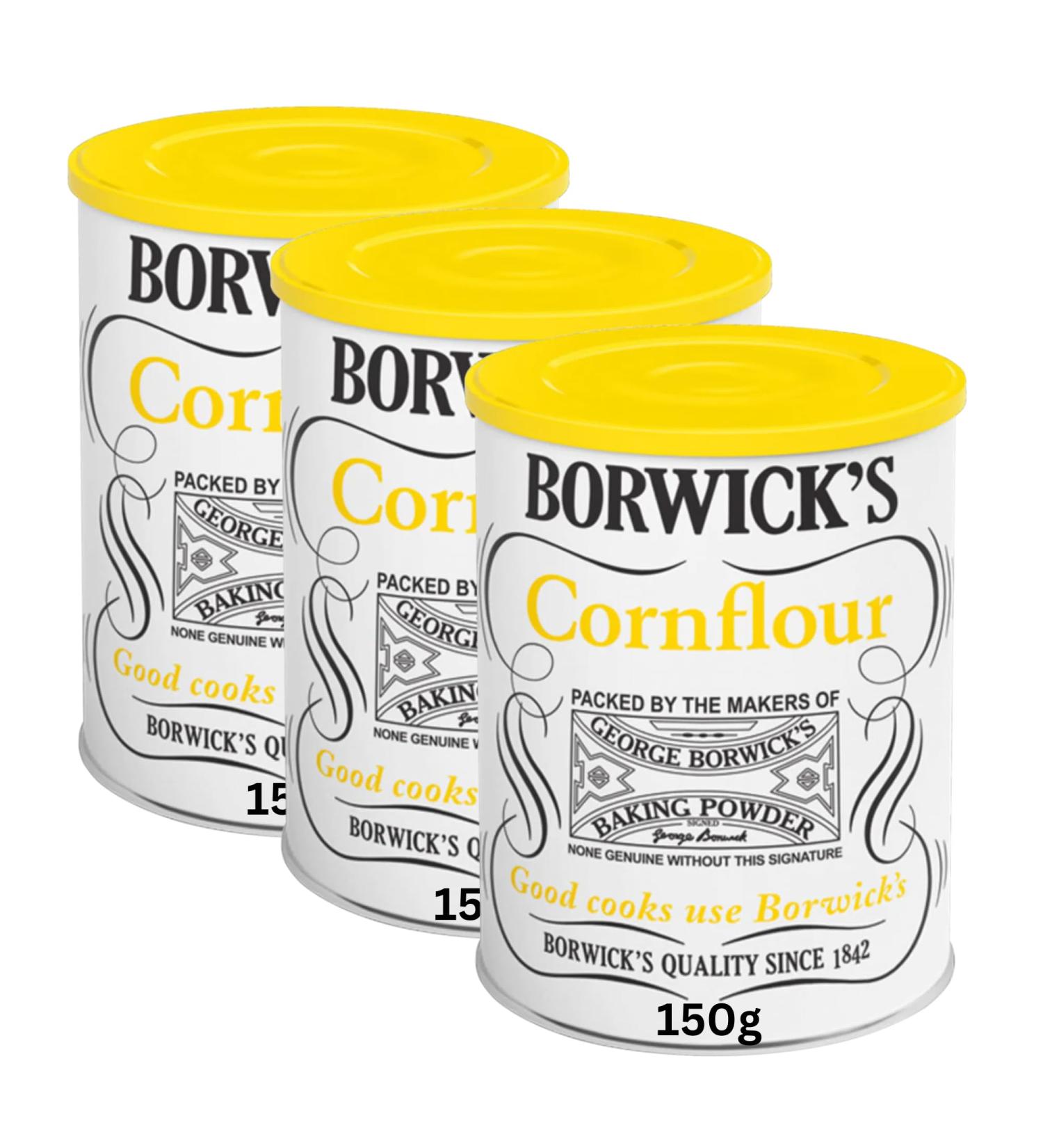 Cornflour 3 Pack Quality Long Life Bundle Containing 3 150g Stay Fresh Packs of Borwicks Cornflour - Buy Online on SooperMarket.com