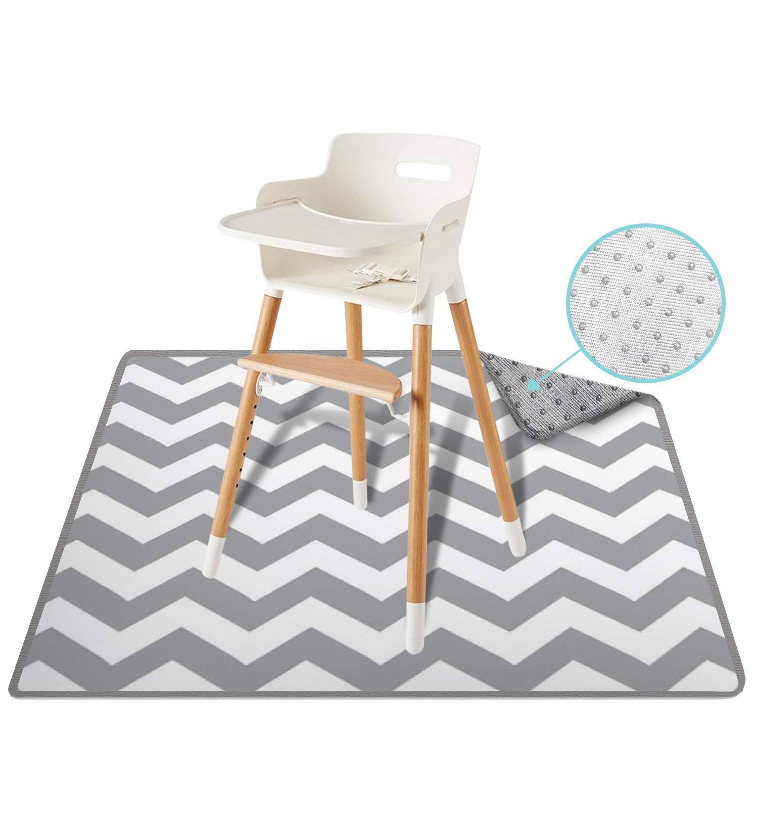54" Large ReignDrop Splat Mat for High Chair Play Mat Picnic Art Crafts for Baby Kids Non Slip Waterproof Washable Portable Durable Reusable Splash Spill Mat for Pet (Chevron)