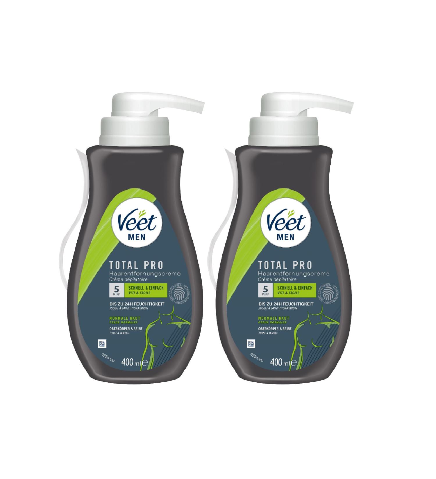 Veet Men Hair Removal Cream 2 Pack - Fast & Effective Sensitive Depilation 400ml | Quick Hair Removal in 5-10 Minutes - Buy Online on SooperMarket.com