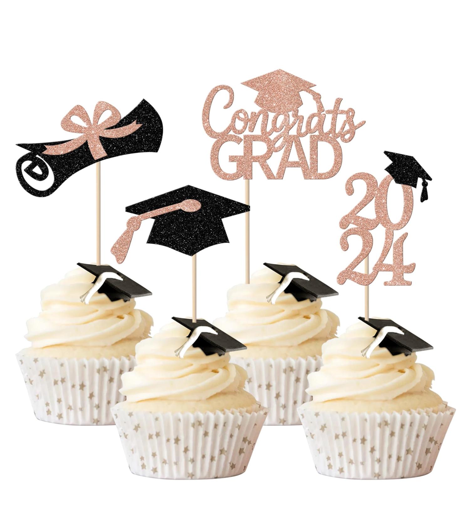 Rsstarxi 36 Pack 2024 Graduation Cupcake Toppers 2024 Graduation Party Decorations Glitter Class of 2024 Congrats Grad Diploma Cap Cupcake Picks for 2024 Graduation Party Cake Decorations Rose Gold - Buy Online on SooperMarket.com