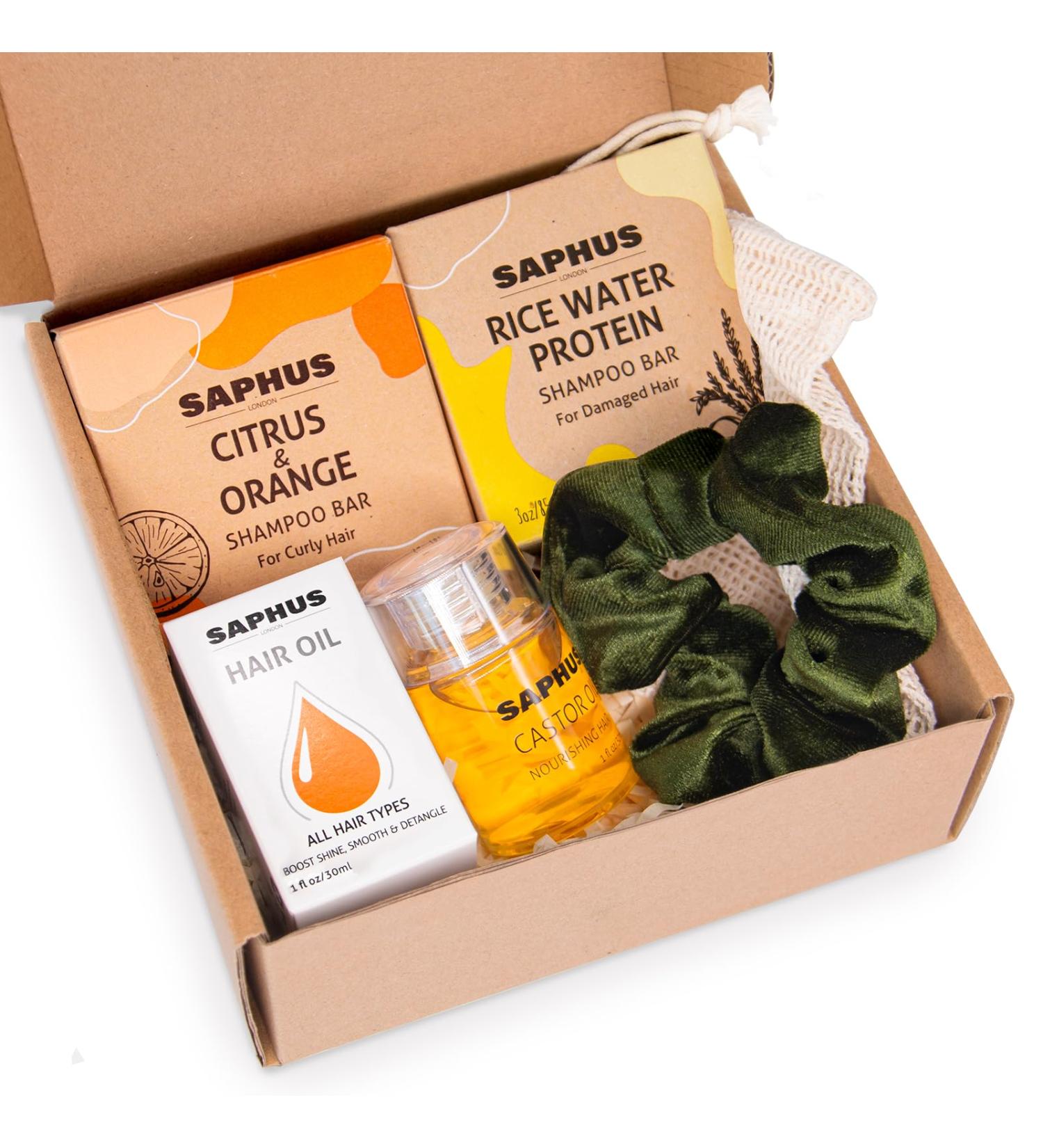 Hair Care Gift Set - 2 Shampoo Bars Hair Oil & Scrunch - Nourish & Style Your Hair - Buy Online on SooperMarket.com