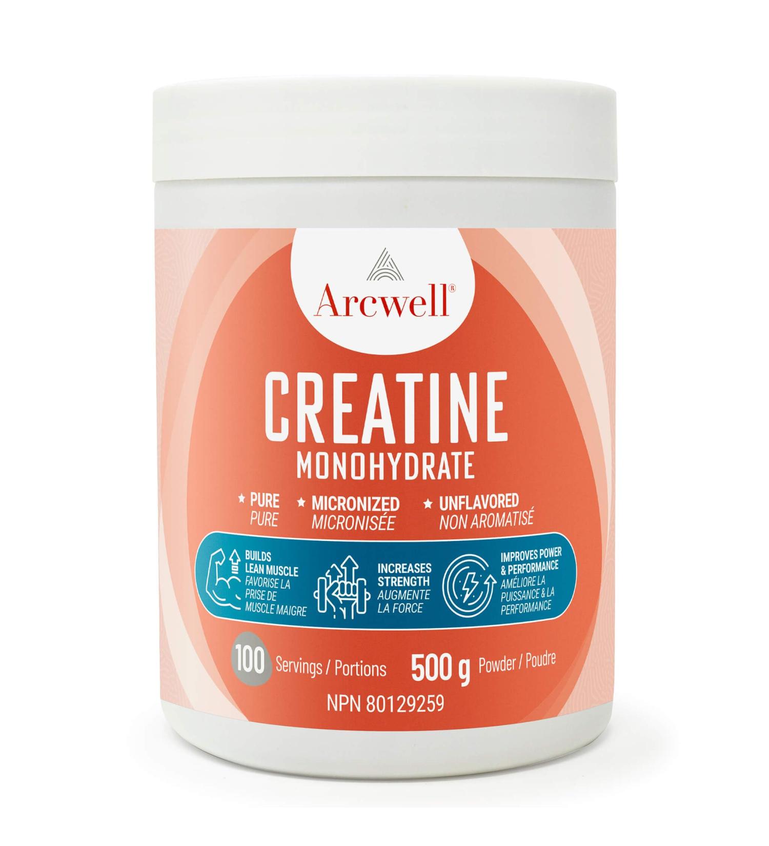 Arcwell Pure Micronized Creatine Monohydrate 500g - Premium Supplement for Enhanced Lean Muscle Mass Strength Power & Performance - 100% Pure Creatine Unflavored 100 Servings Vegan - Buy Online on SooperMarket.com