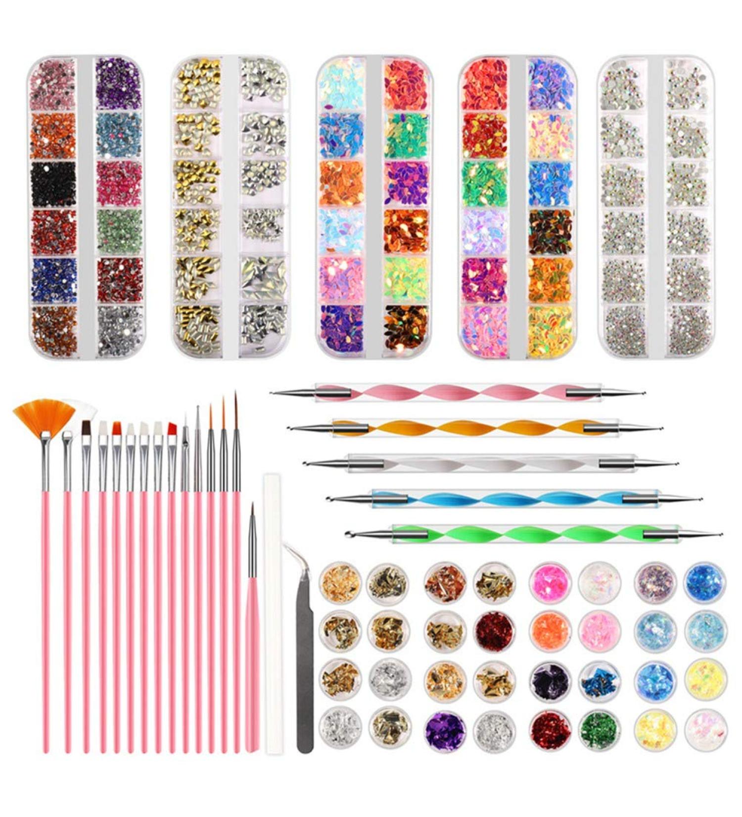 Brensty Nail Tools Set Manicure Varnish Starry Foil Sticker Glitter Flake Drill Nail Art Pen - Buy Online on SooperMarket.com