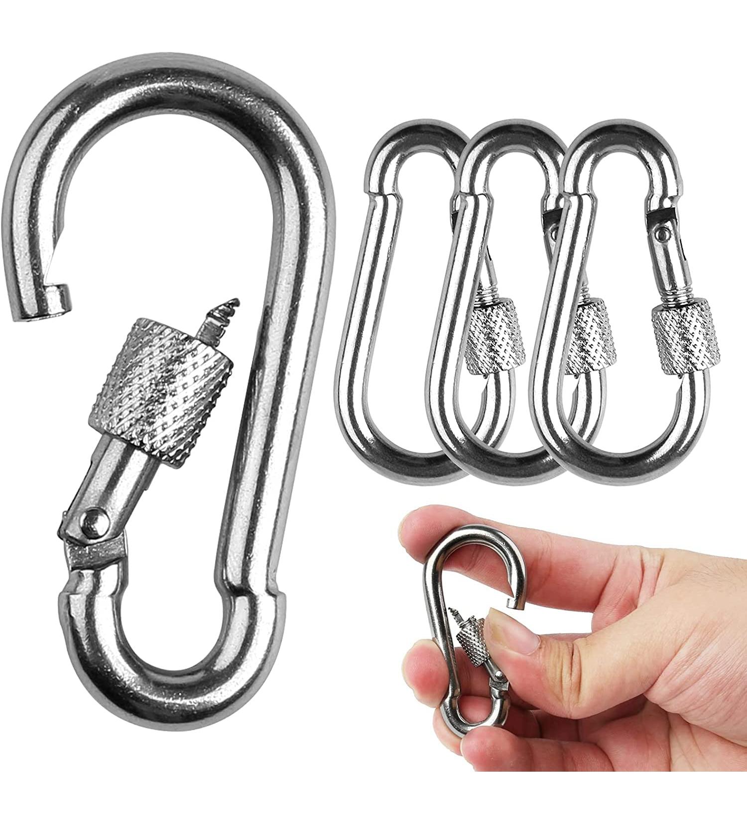 Buy DONQL 4 STK M6 Stainless Steel Carabiner Hooks - 135 kg Load Capacity for Camping Keys & Outdoor Use - Buy Online on SooperMarket.com