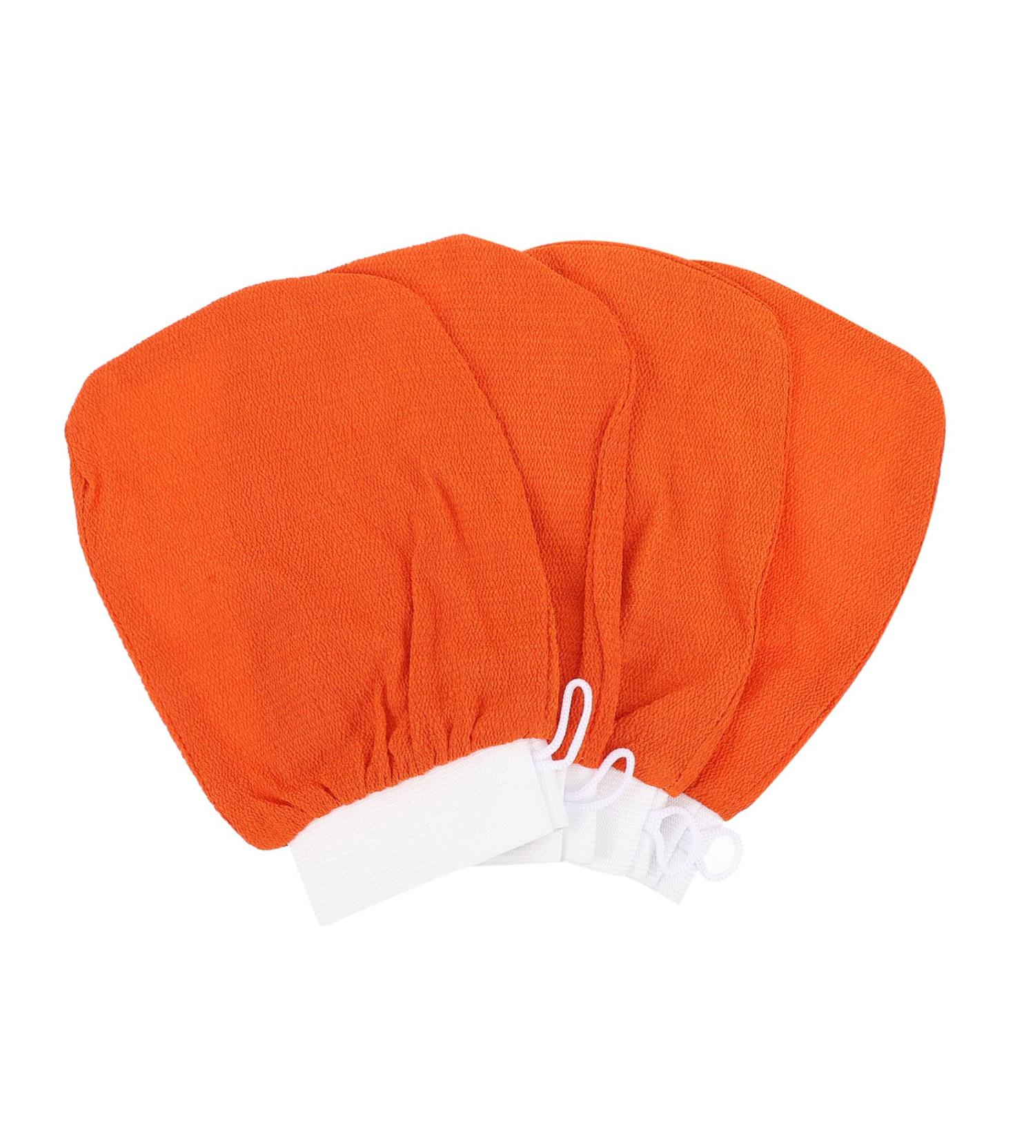 Beavorty 4pcs Bath Gloves and Sponge Set - Exfoliating Shower Accessories in Orange - Buy Online on SooperMarket.com