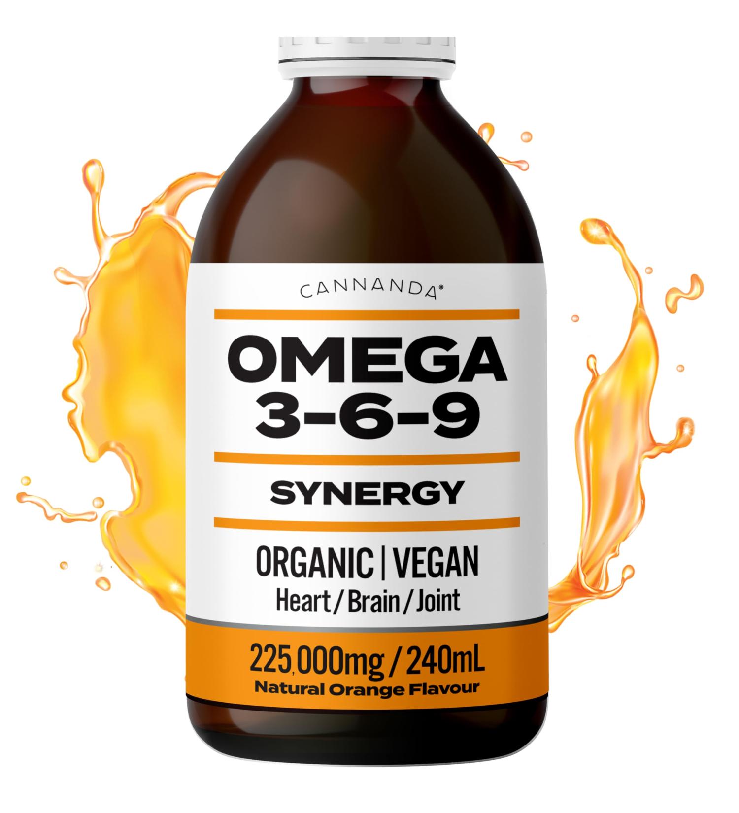 OMEGA 3-6-9 SYNERGY: Organic / Vegan / 225 000MG / 240ml. Organic Omega 3 6 9 With Hemp Oil. Extra Strength + High Potency for Joint Pain / Heart / Brain / Stress / Immune Support. Rich in GLA. Natural Orange Flavour - Buy Online on SooperMarket.com