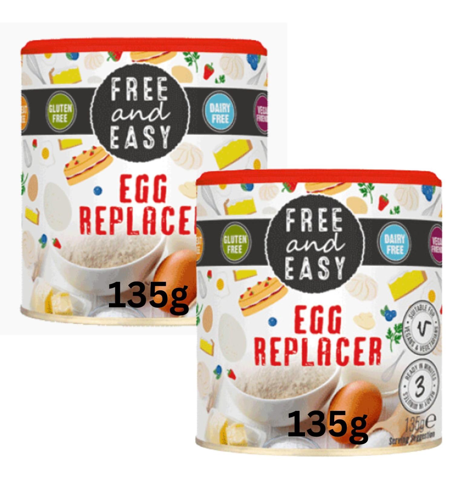 Egg Replacer Gluten Free and Vegan Bundle Containing 2 Tubs of Free and Easy 135g Egg Replacer For Desserts Cakes Pancakes Meringues - Buy Online on SooperMarket.com