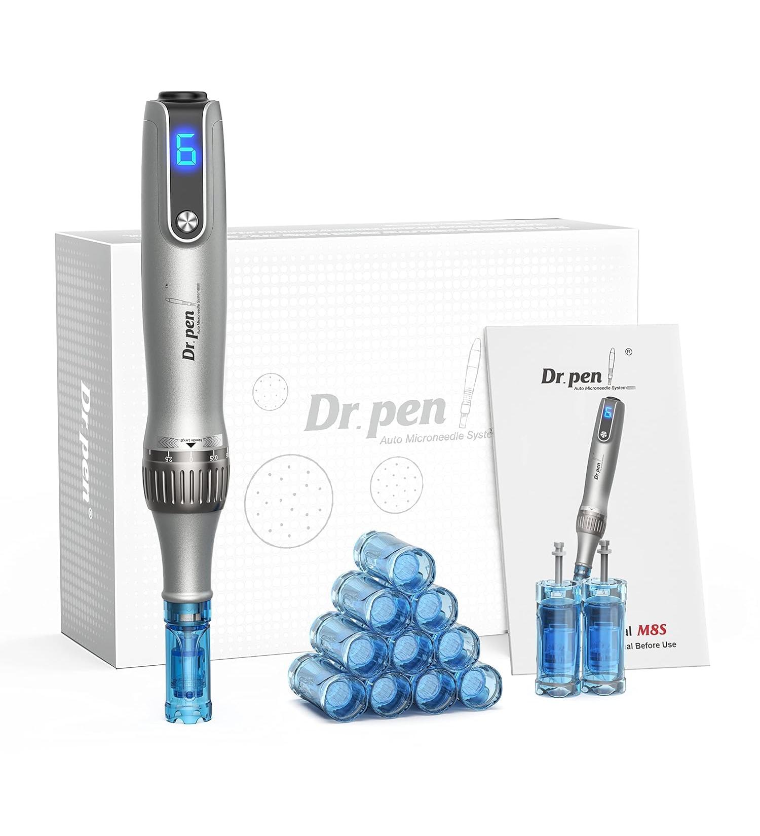 Dr. Pen Ultima M8S Microneedling Pen: Wireless Microneedling Pen- 12 Replacement Cartridges Dark Gray - Buy Online on SooperMarket.com