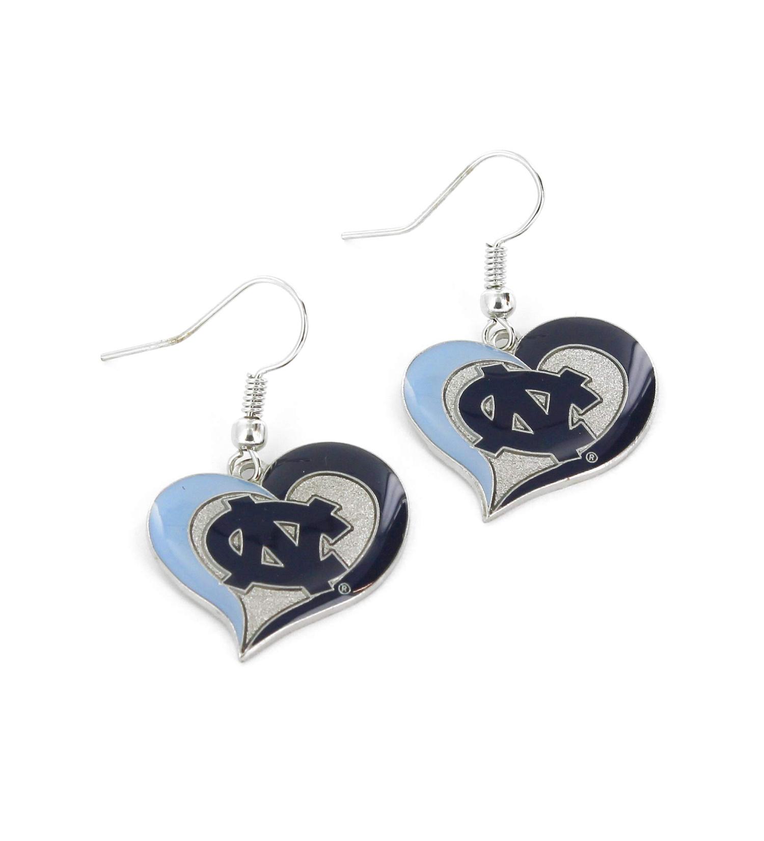 NCAA North Carolina Tar Heels Swirl Heart Earrings