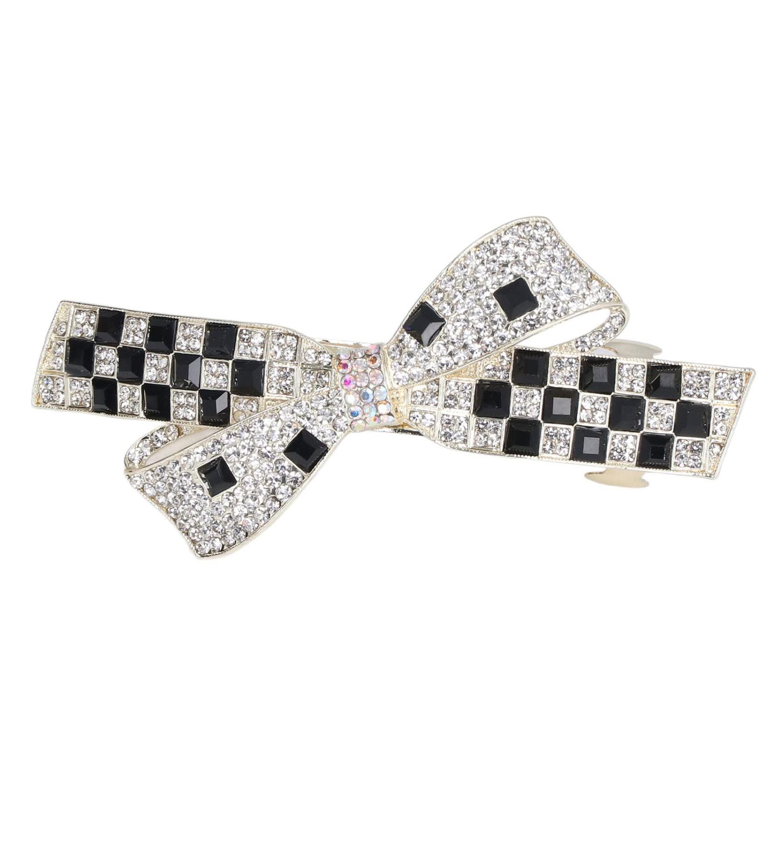 Shop Strass Hair Clips - Black & White Checkerboard Bowknot Ponytail Hairpins for Women & Girls - Stylish Hair Styling Tools - Buy Online on SooperMarket.com